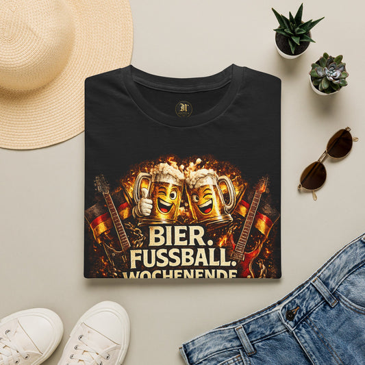 Bier. Fußball. Wochenende. | Deutschland Fan T-Shirt | Rockiger Fußball Fan Look