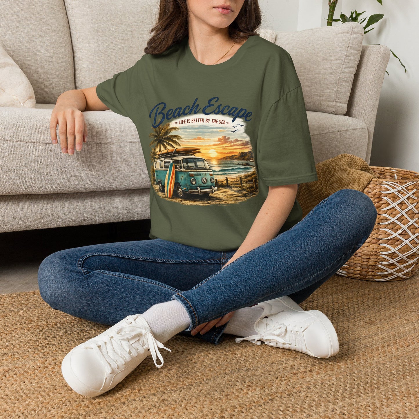 Beach Escape – Life Is Better By The Sea T-Shirt | Vintage Surf Van Beach Shirt | Summer Roadtrip Tee
