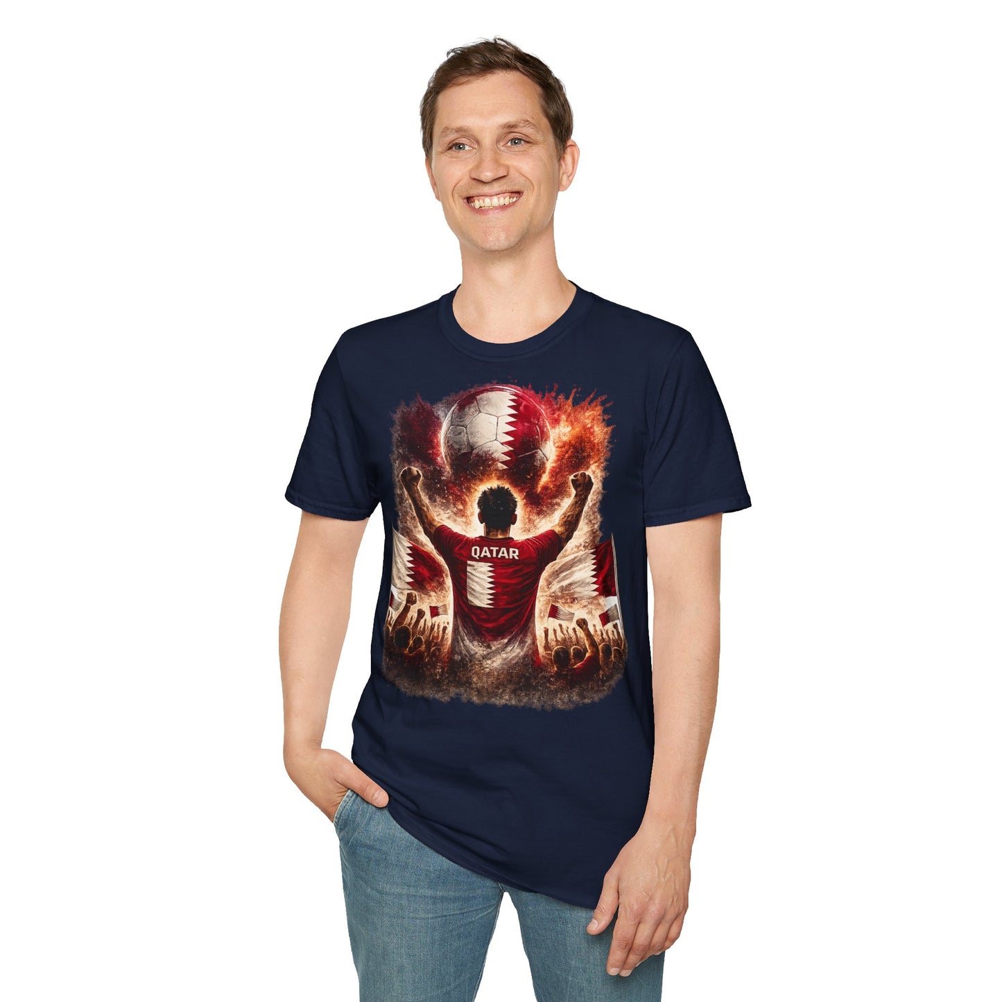 Katar Fußball Fan T-Shirt – Katar Flagge Supporter Design | Fußball Fanartikel | Geschenk für Fußballfans