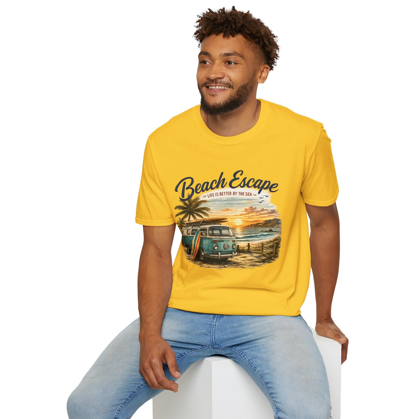 Beach Escape – Life Is Better By The Sea T-Shirt | Vintage Surf Van Beach Shirt | Summer Roadtrip Tee