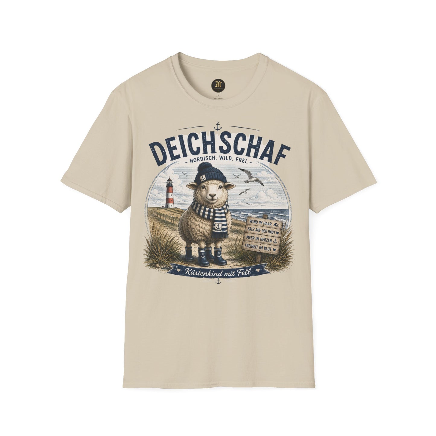 Deichschaf T-Shirt – Nordisch. Wild. Frei. | Maritimes Schaf für Nordsee- & Ostseefans