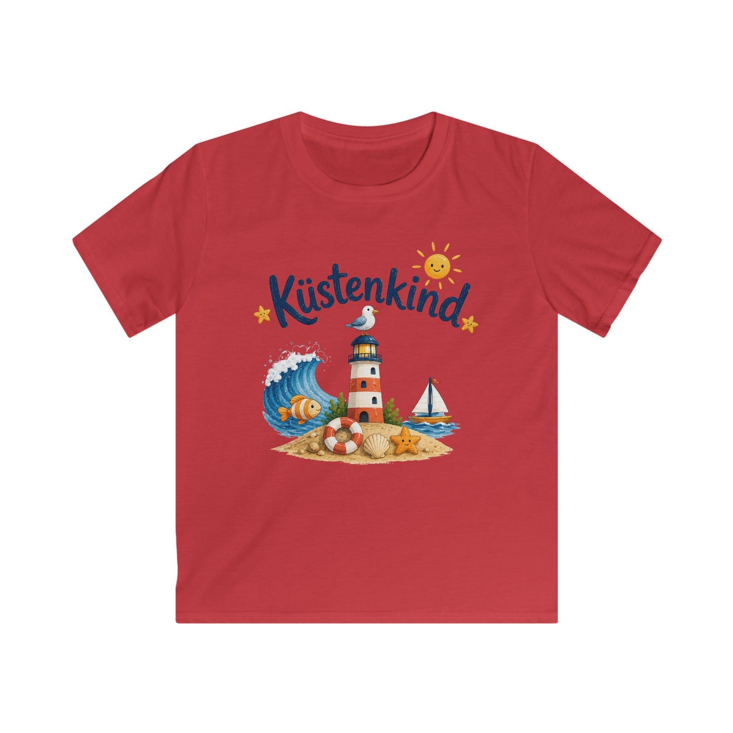 Küstenkind Kinder T-Shirt – Niedliches Strandshirt mit Leuchtturm & Meeresmotiven | Perfekt für kleine Nordsee- und Ostsee-Fans