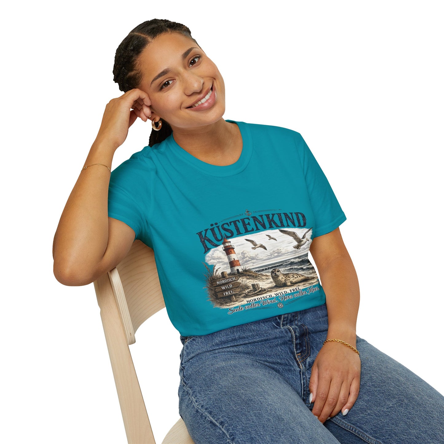 🌊 Küstenkind – Nordisch. Wild. Frei. | Vintage Nordsee T-Shirt mit Robbe & Leuchtturm