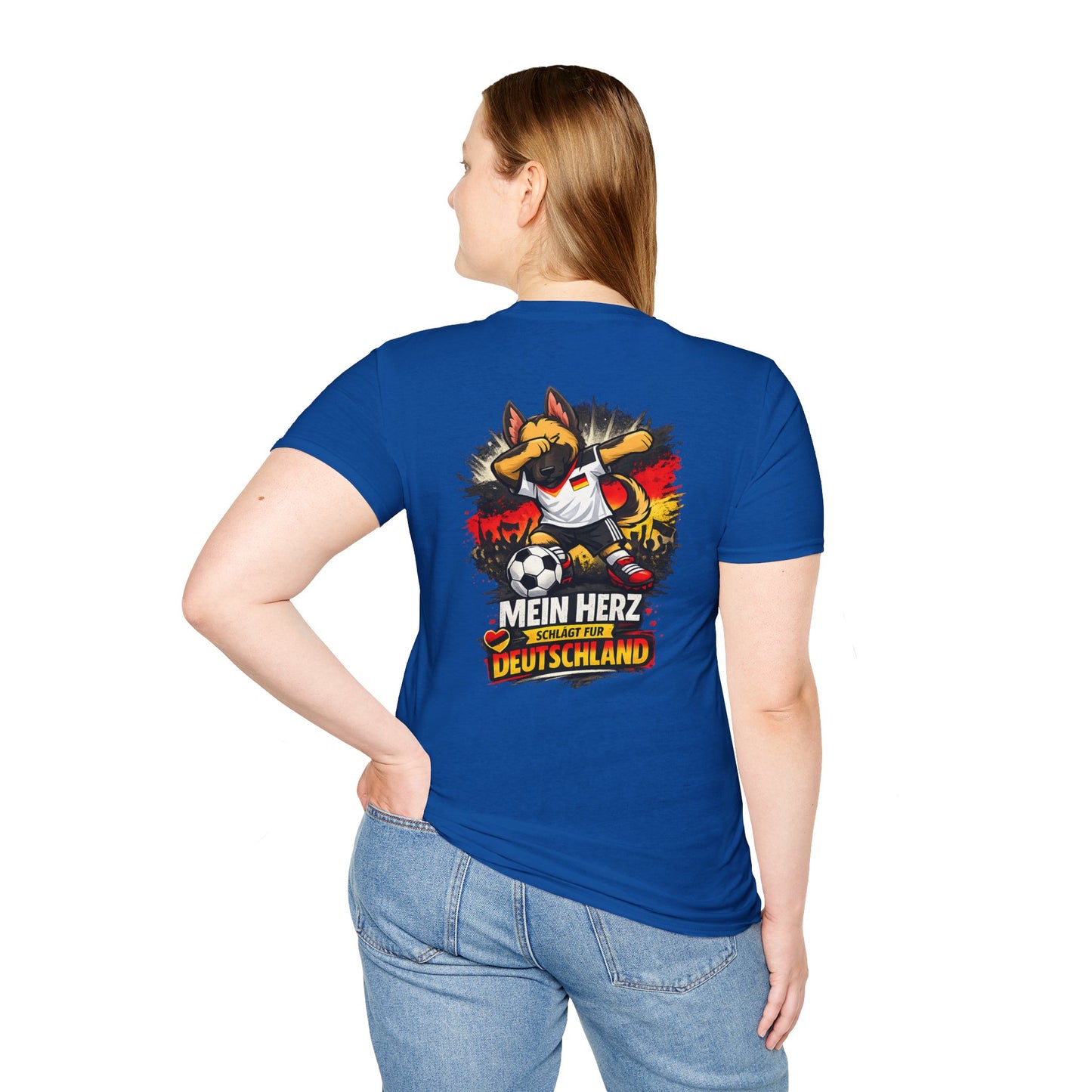 Deutschland Fußball Fan Hund T-Shirt – Front & Back Print Schäferhund Dabbing Fan-Shirt