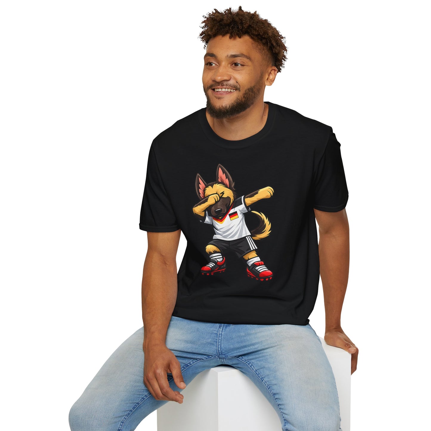 Deutschland Fußball Fan Hund T-Shirt – Dabbing Schäferhund im Deutschland Trikot