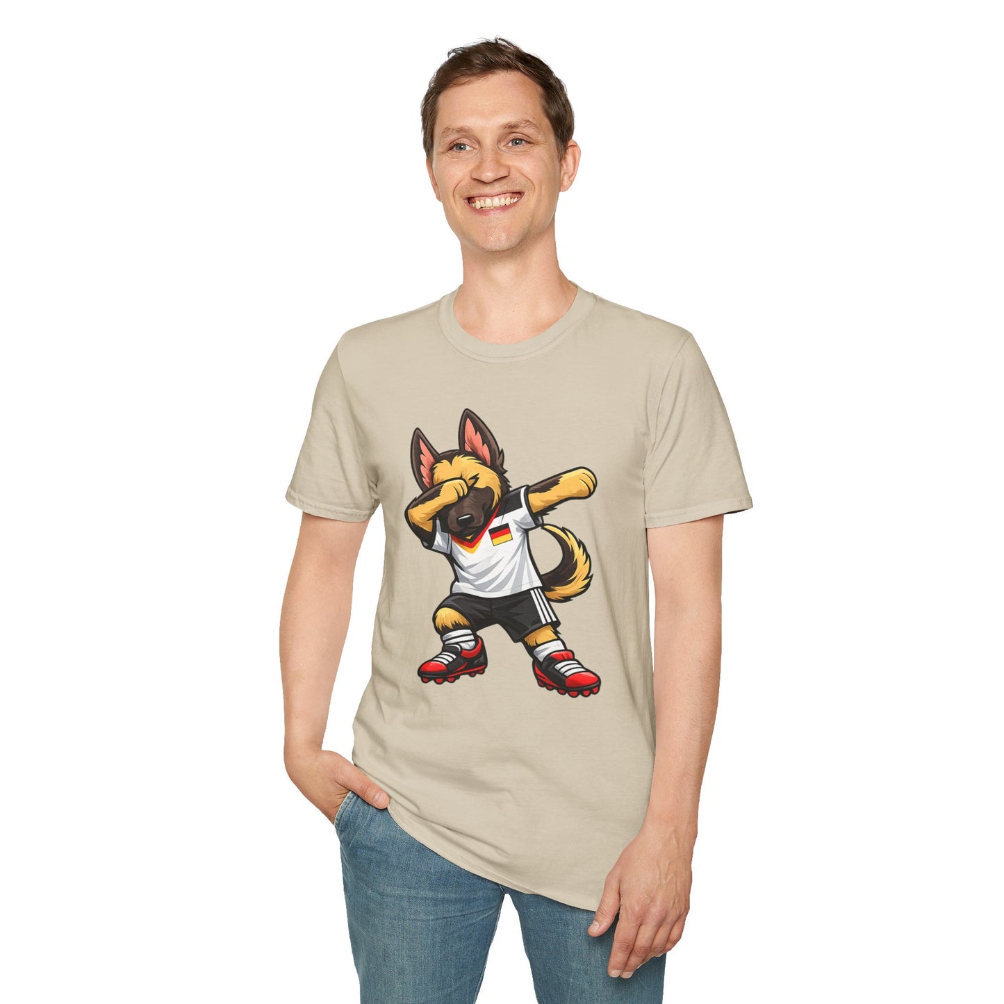 Deutschland Fußball Fan Hund T-Shirt – Front & Back Print Schäferhund Dabbing Fan-Shirt
