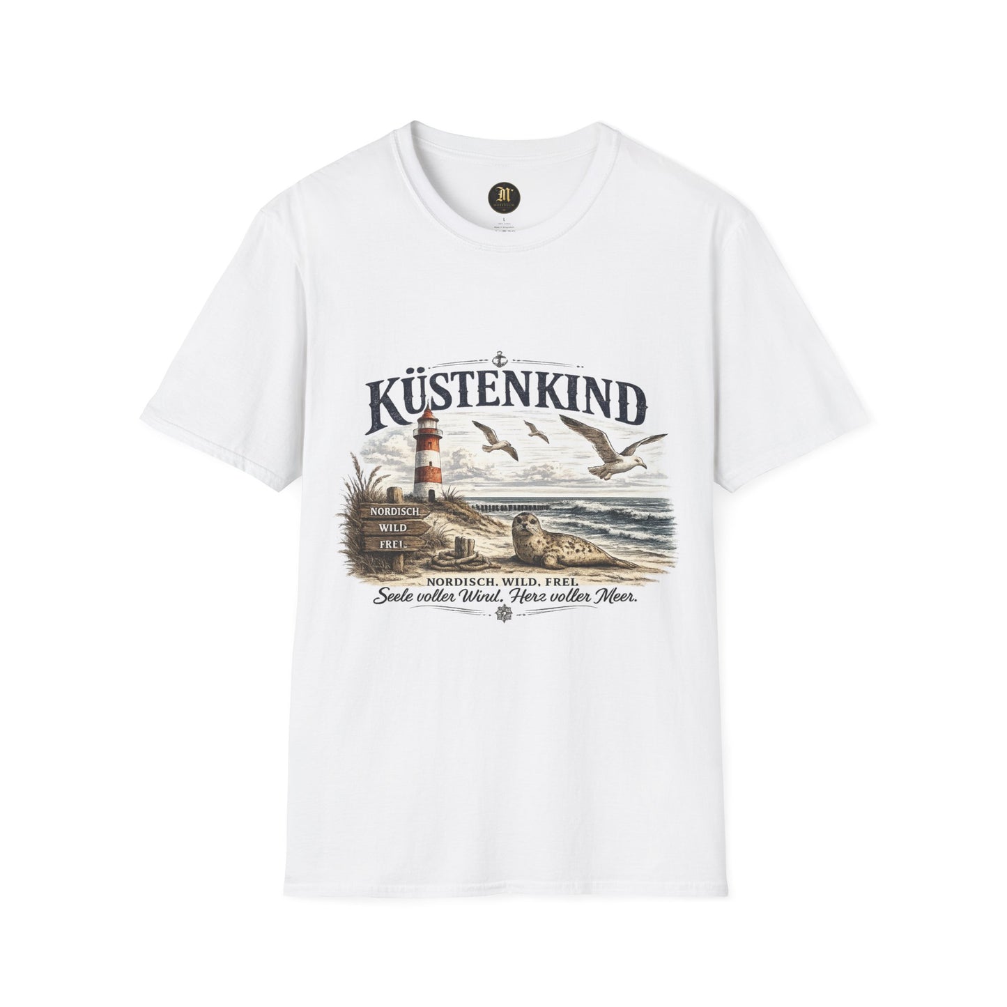 🌊 Küstenkind – Nordisch. Wild. Frei. | Vintage Nordsee T-Shirt mit Robbe & Leuchtturm
