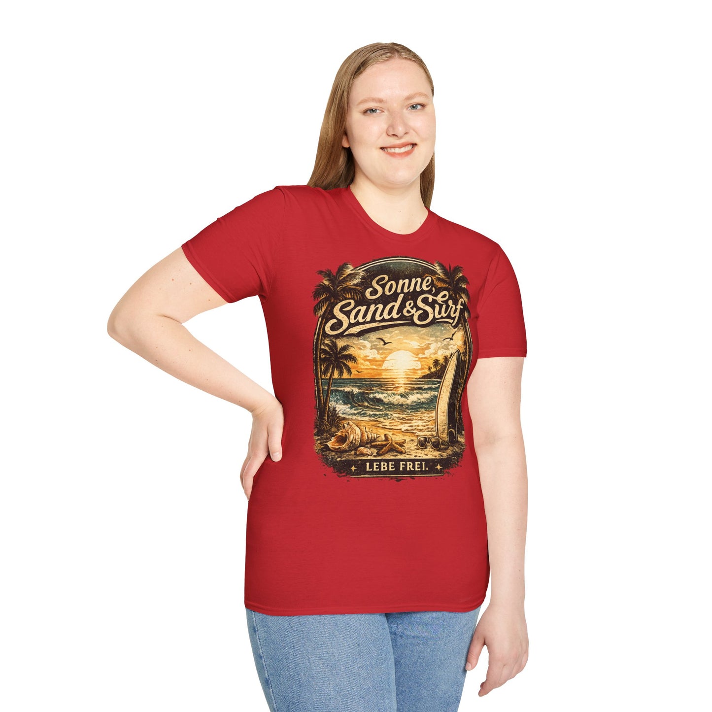 🌴 Sonne, Sand & Surf T-Shirt – Lebe Frei | Vintage Beach Lifestyle Design