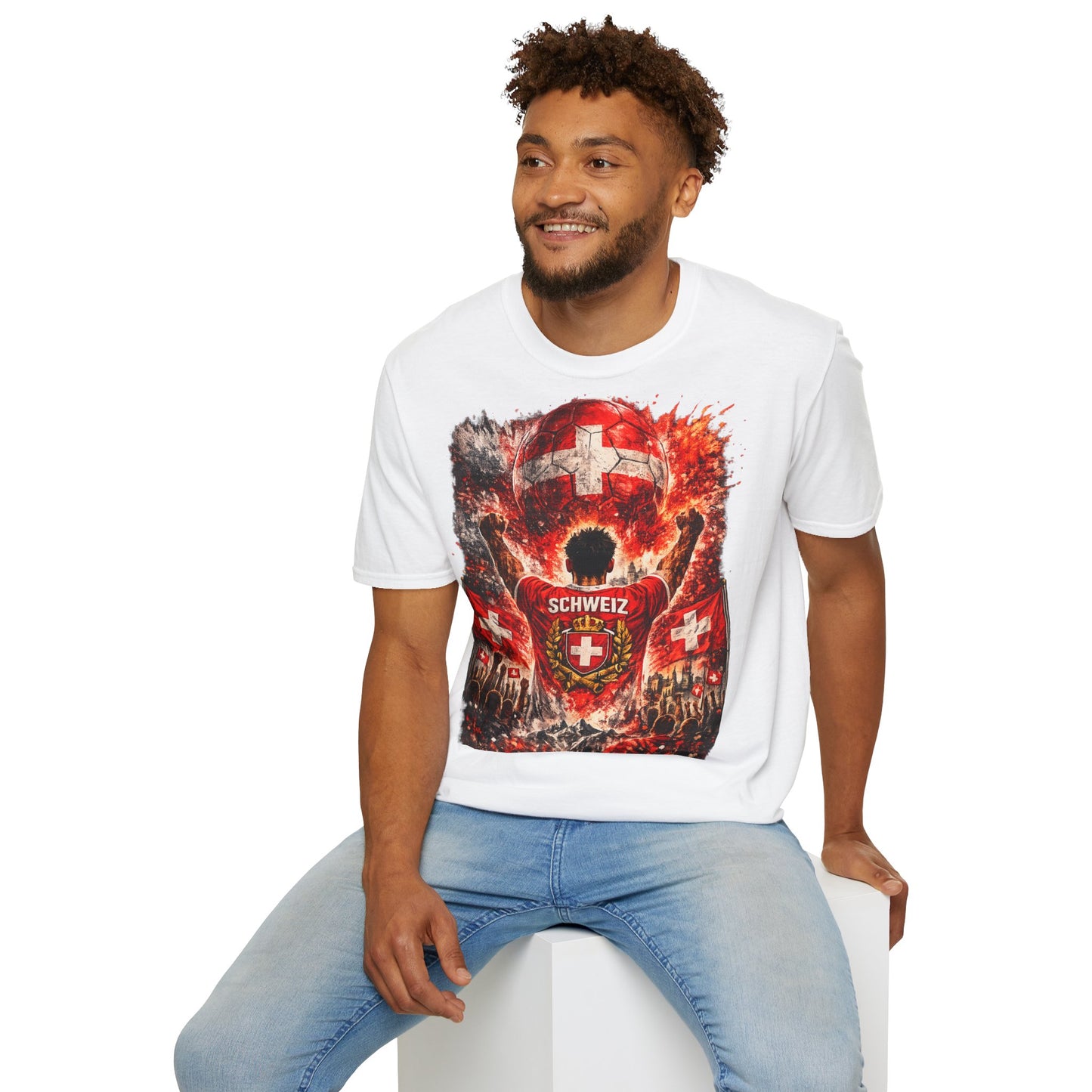 Schweiz Fußball Fan T-Shirt – Schweiz Flagge Supporter Design | Fußball Fanartikel | Geschenk für Fußballfans