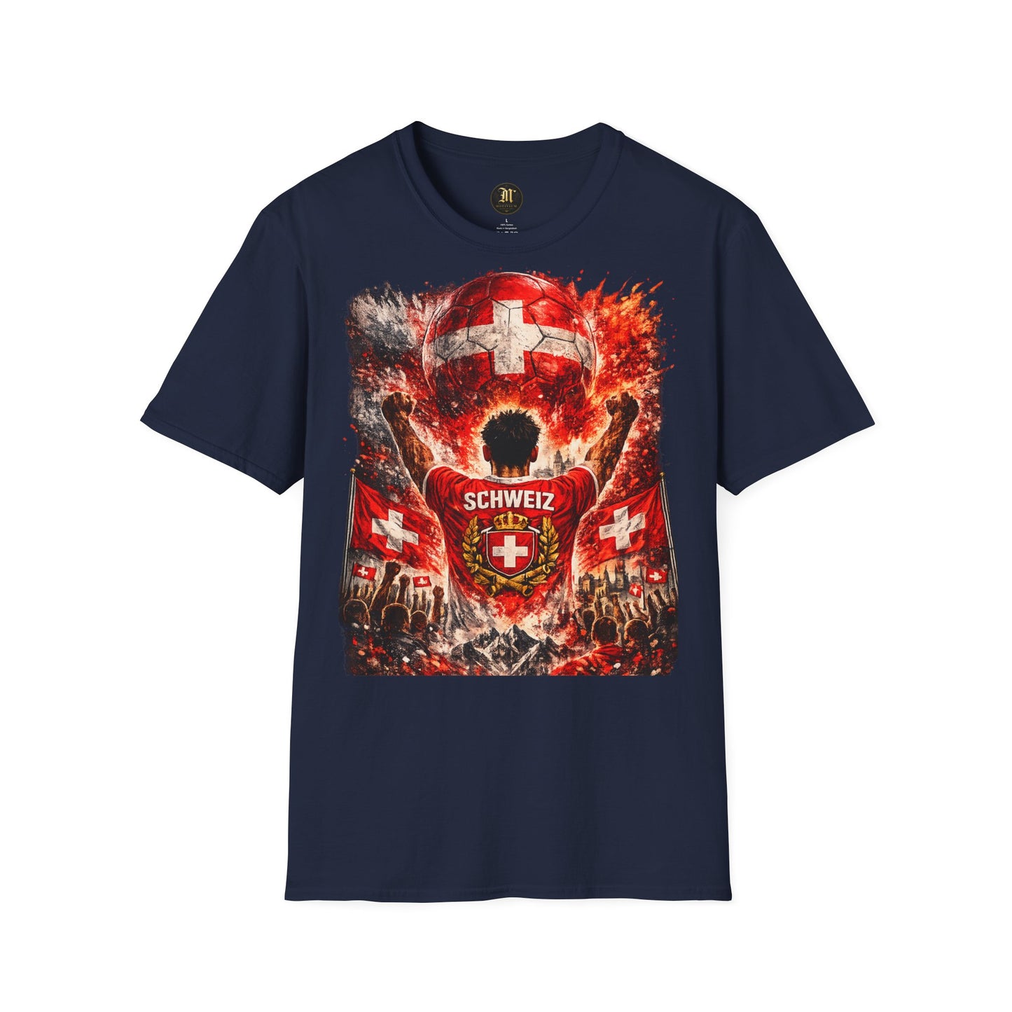 Schweiz Fußball Fan T-Shirt – Schweiz Flagge Supporter Design | Fußball Fanartikel | Geschenk für Fußballfans