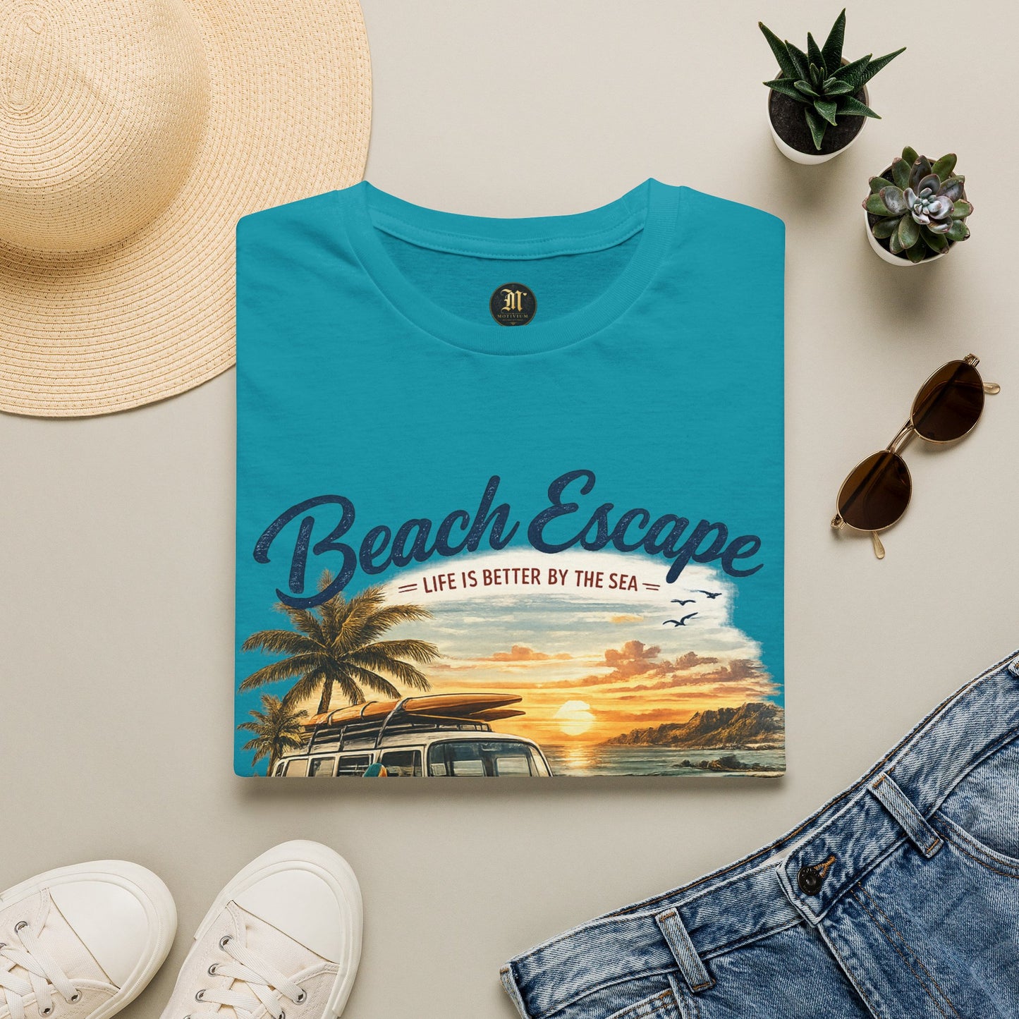 Beach Escape – Life Is Better By The Sea T-Shirt | Vintage Surf Van Beach Shirt | Summer Roadtrip Tee