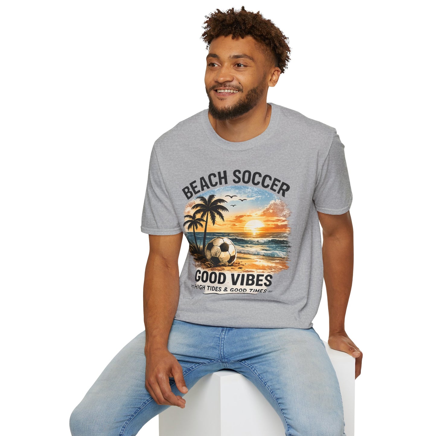 Beach Soccer – Good Vibes T-Shirt | Strandfußball & Sommer Feeling | High Tides & Good Times