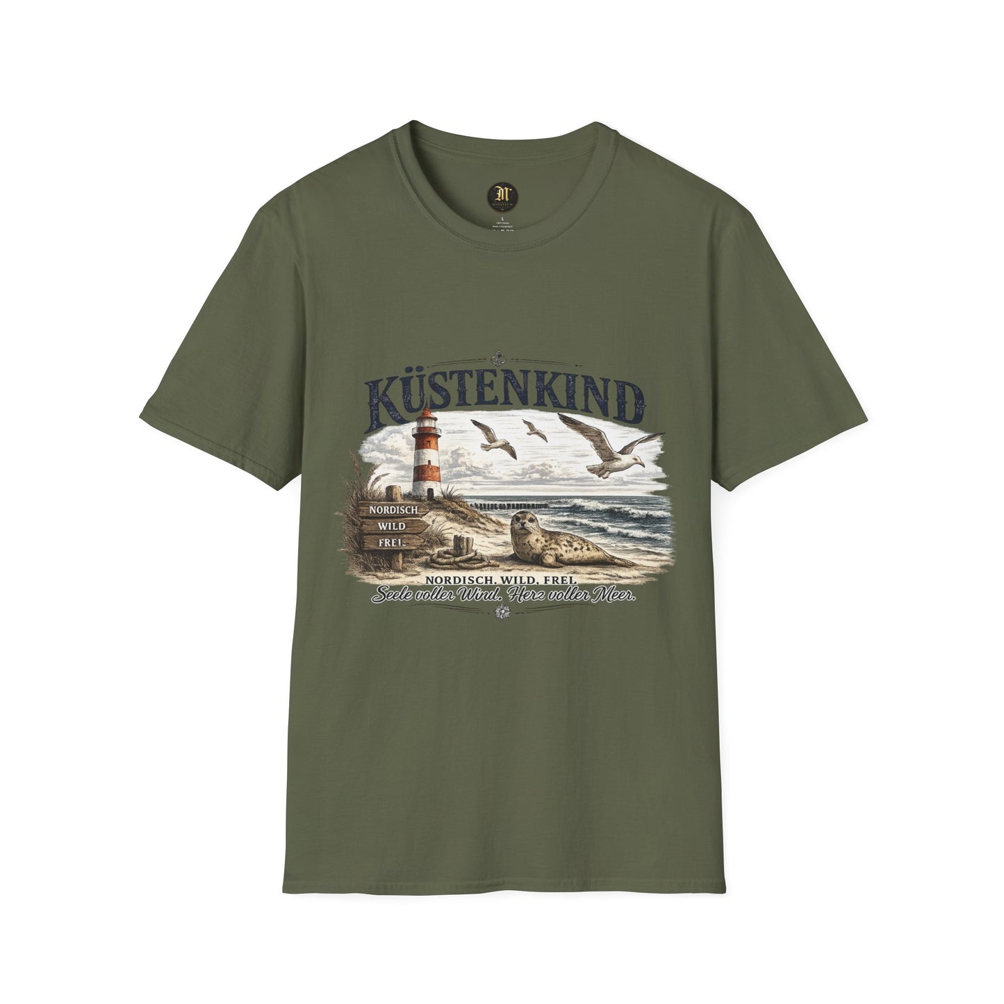 🌊 Küstenkind – Nordisch. Wild. Frei. | Vintage Nordsee T-Shirt mit Robbe & Leuchtturm