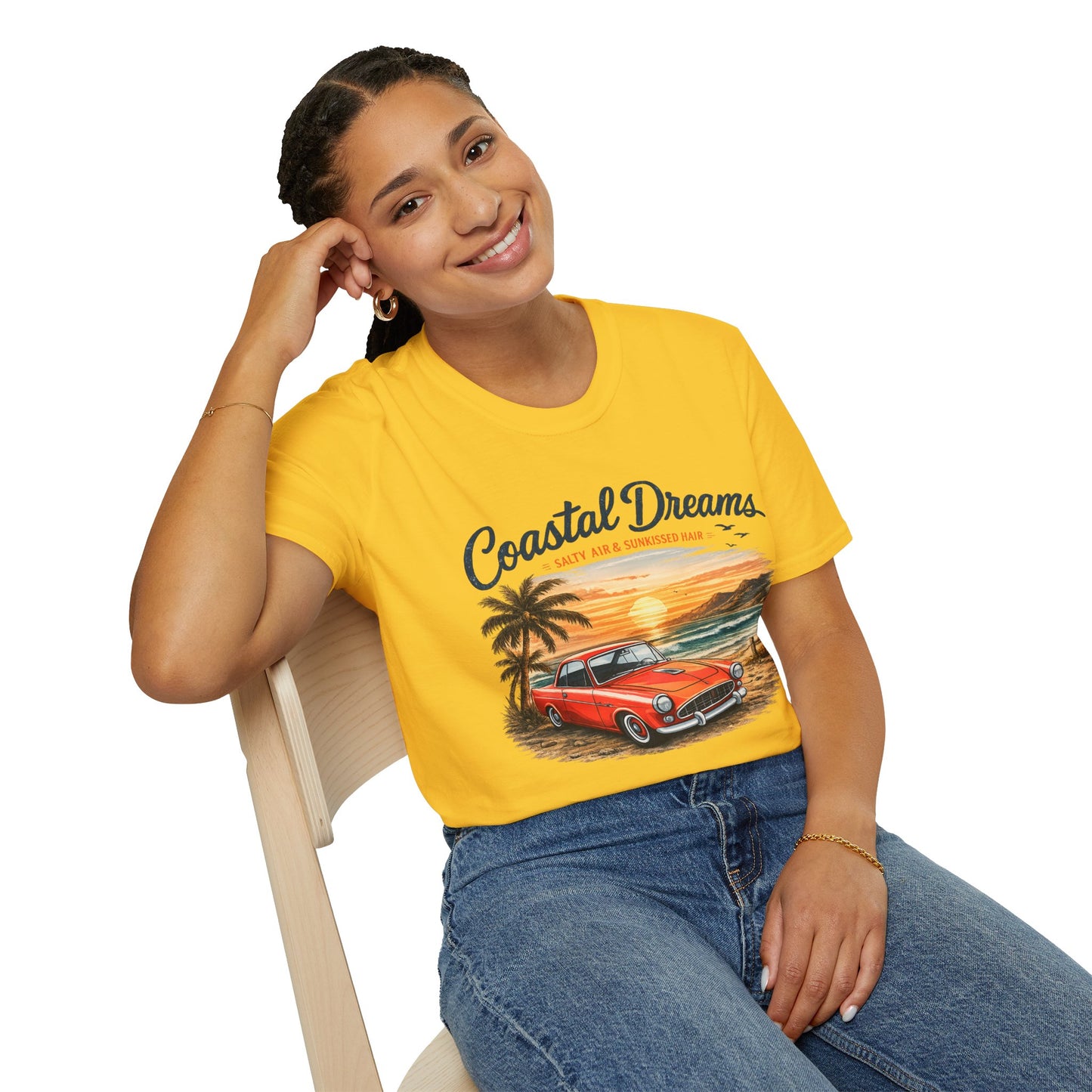 Coastal Dreams T-Shirt – Salzige Luft & Sonnengeküsstes Haar | Vintage Oldtimer Strand Motiv