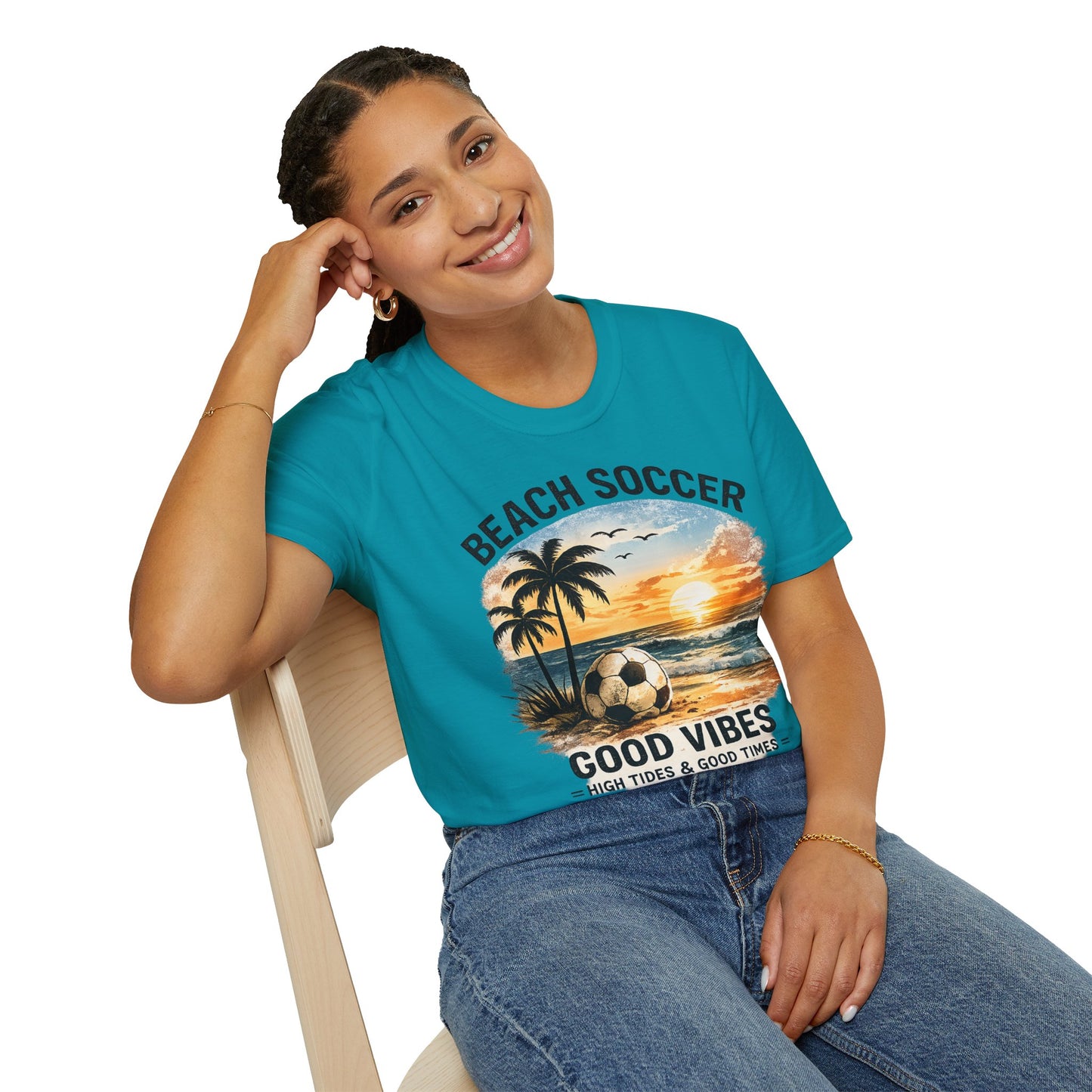 Beach Soccer – Good Vibes T-Shirt | Strandfußball & Sommer Feeling | High Tides & Good Times