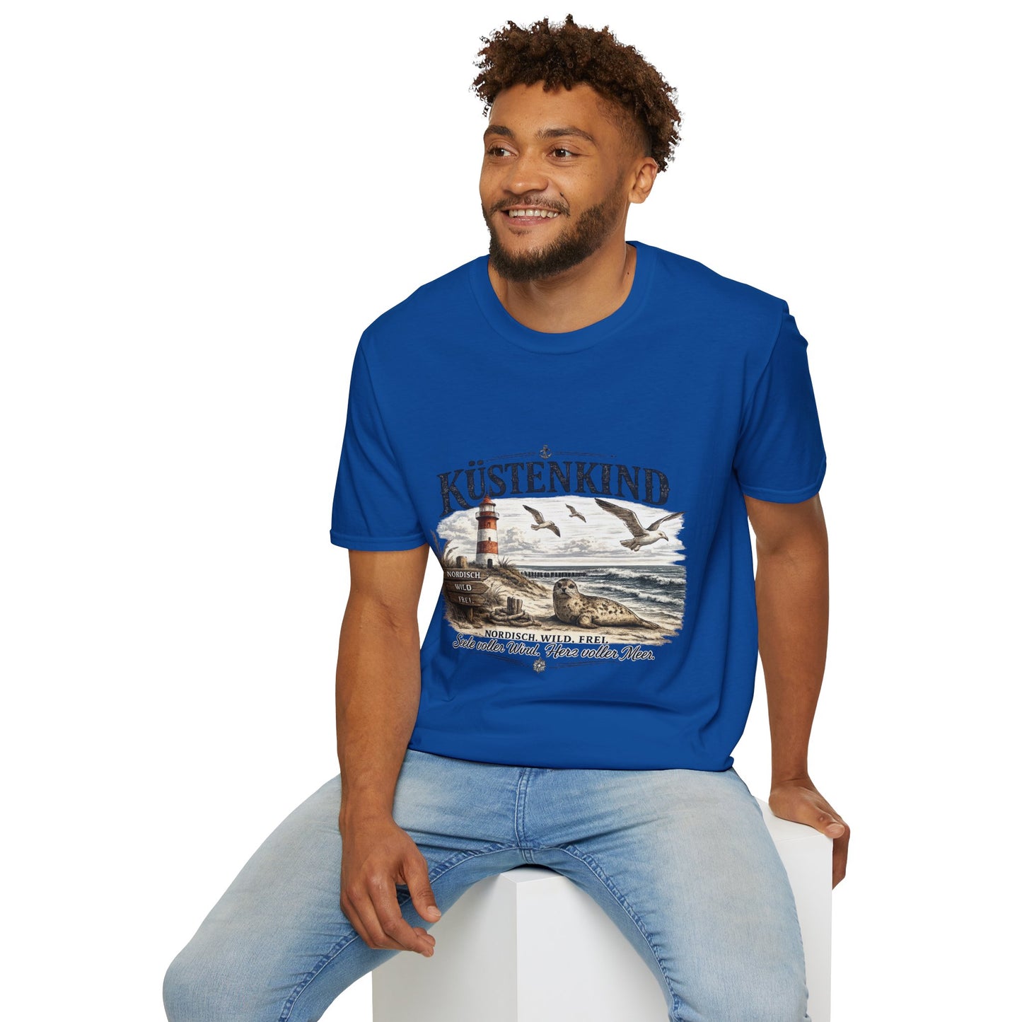 🌊 Küstenkind – Nordisch. Wild. Frei. | Vintage Nordsee T-Shirt mit Robbe & Leuchtturm