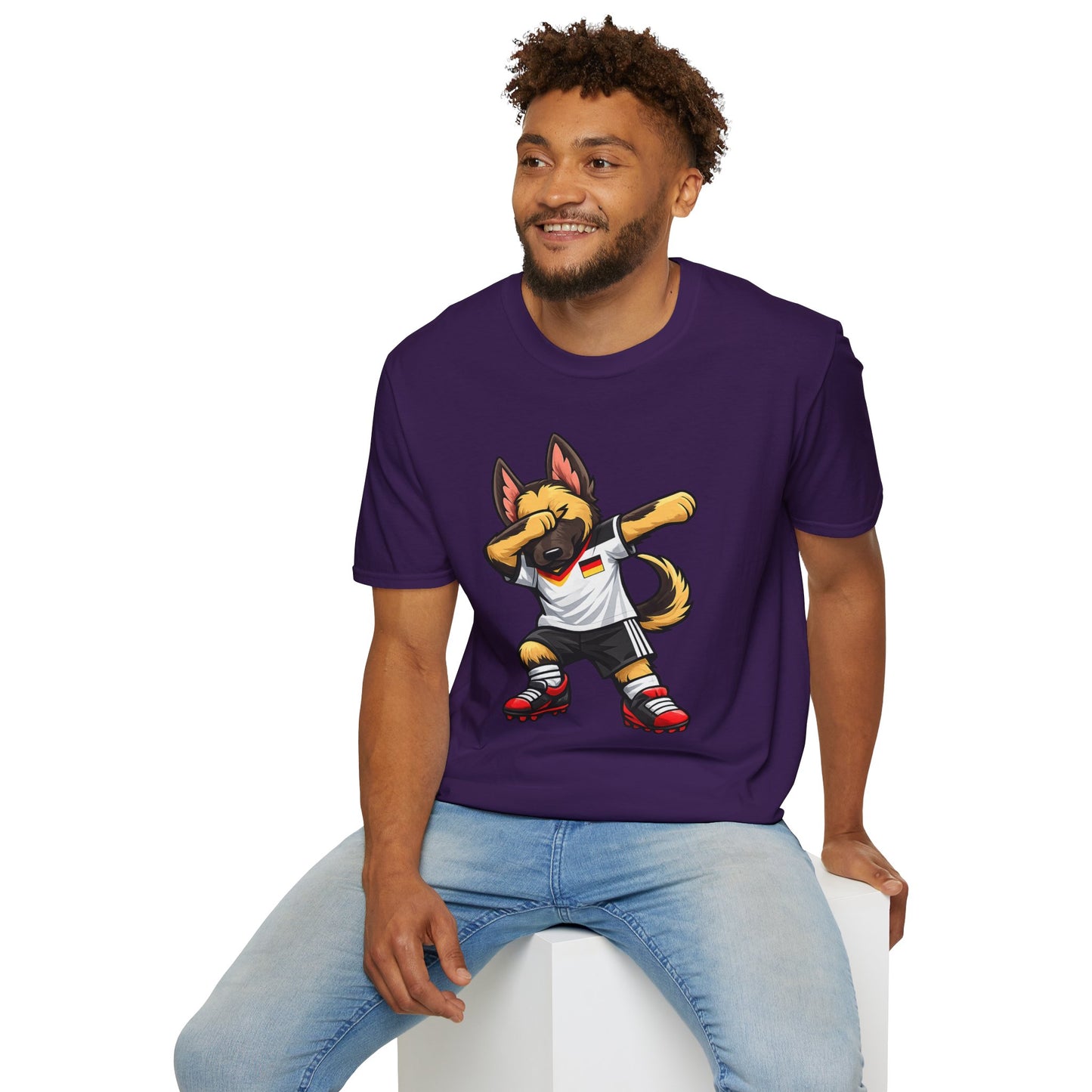 Deutschland Fußball Fan Hund T-Shirt – Front & Back Print Schäferhund Dabbing Fan-Shirt