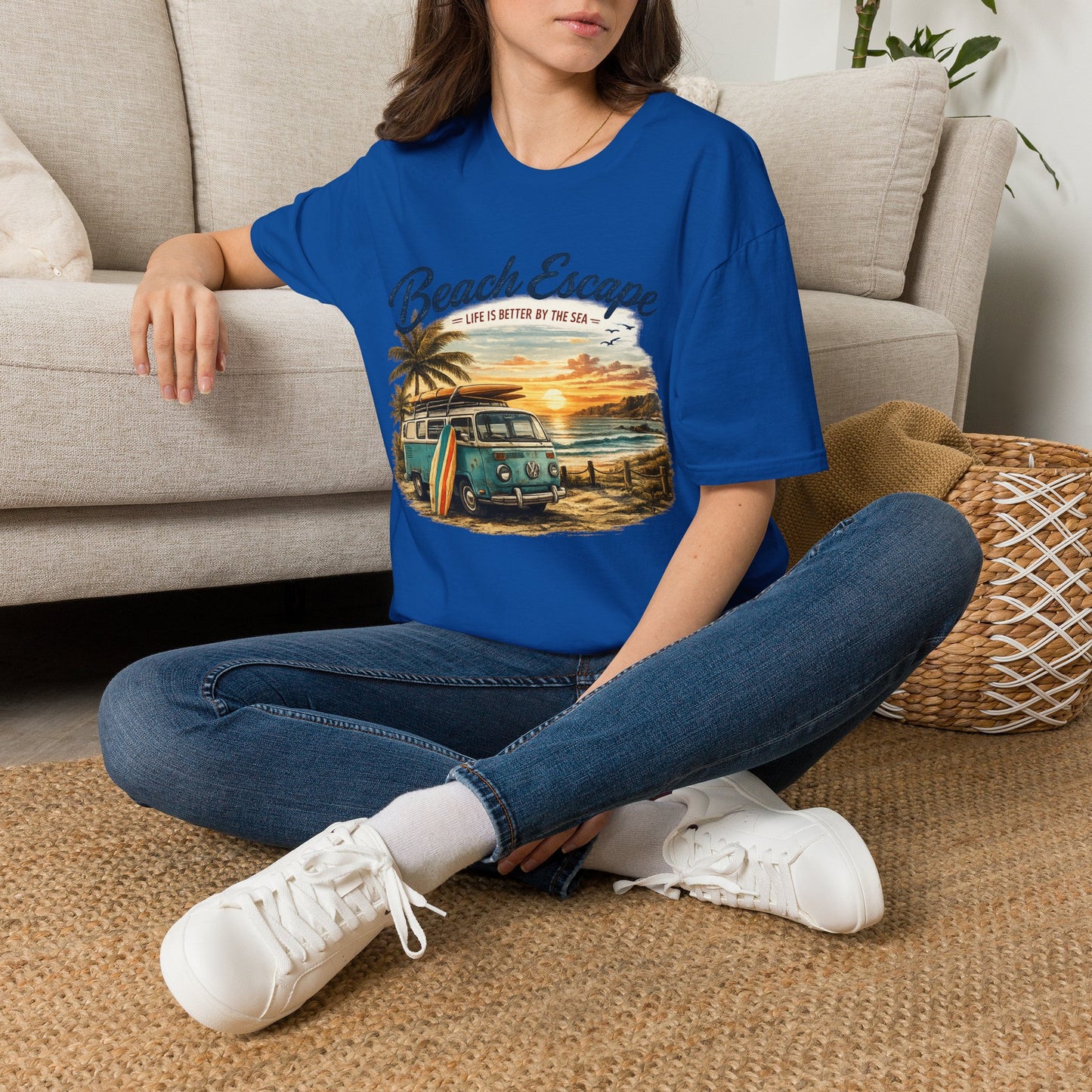 Beach Escape – Life Is Better By The Sea T-Shirt | Vintage Surf Van Beach Shirt | Summer Roadtrip Tee