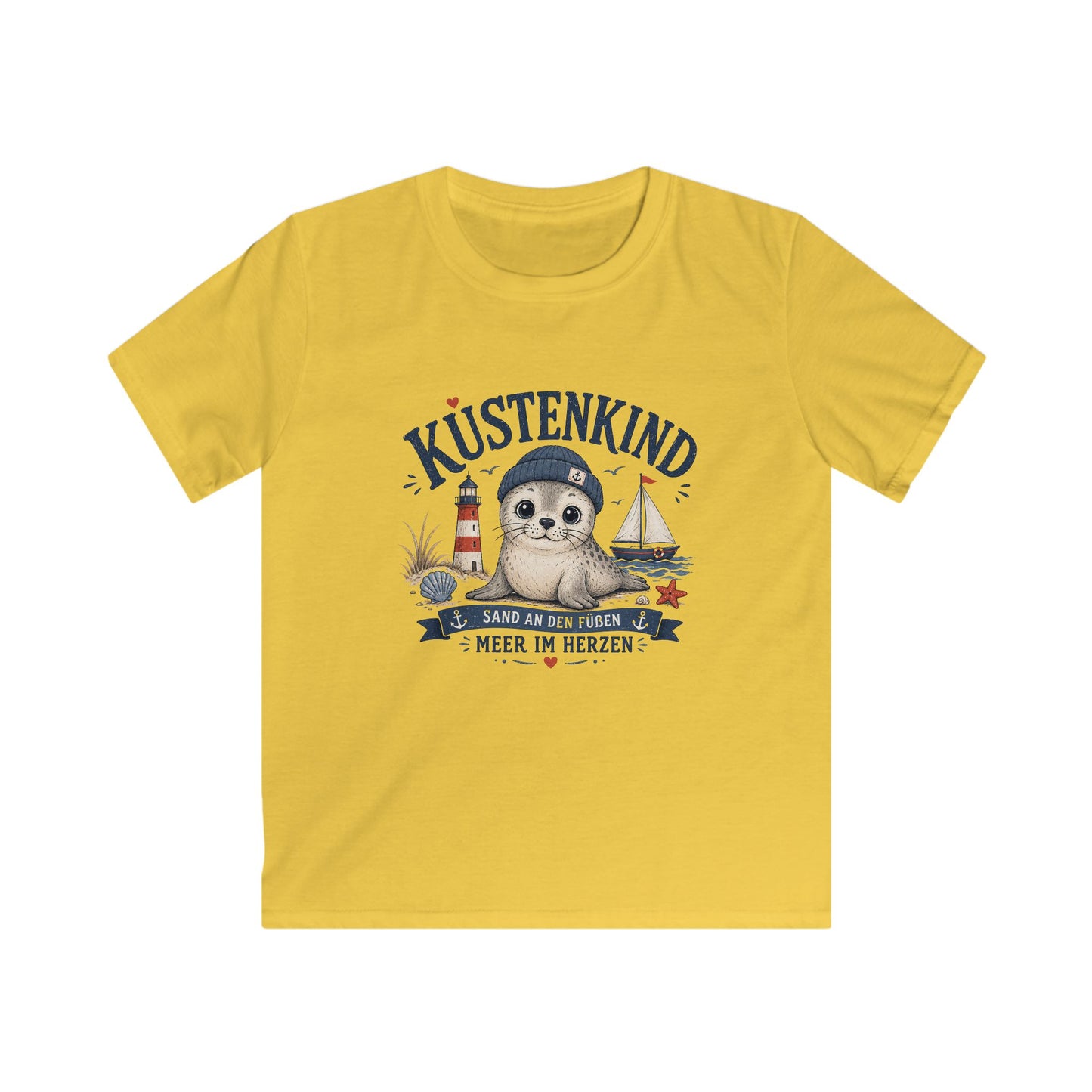 🦭 Küstenkind Kinder T-Shirt – Niedliche Robbe am Meer | Sand an den Füßen, Meer im Herzen