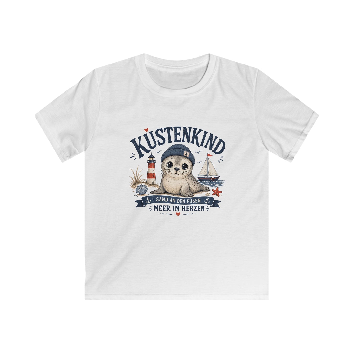 🦭 Küstenkind Kinder T-Shirt – Niedliche Robbe am Meer | Sand an den Füßen, Meer im Herzen