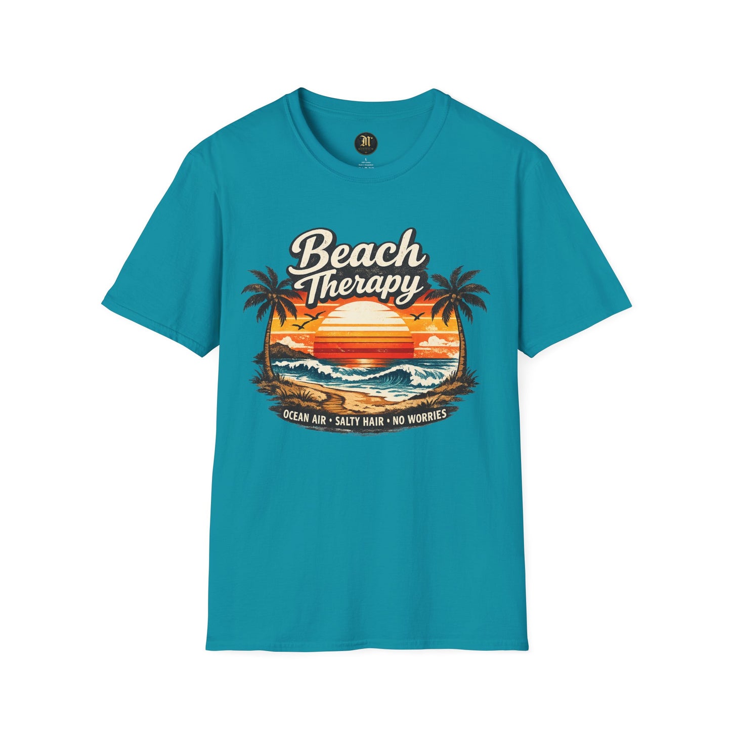 Beach Therapy Vintage Sunset T-Shirt – Ocean Air Salty Hair No Worries Summer Beach Shirt