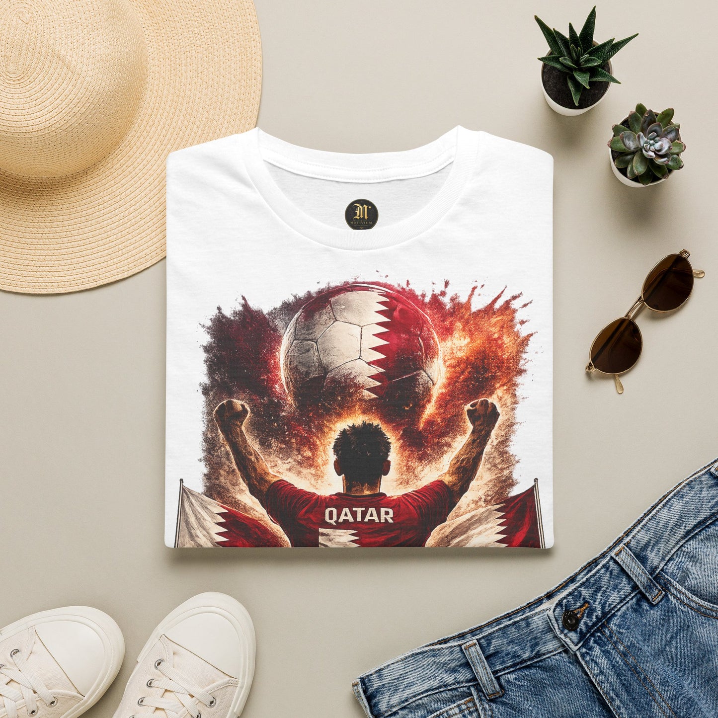 Katar Fußball Fan T-Shirt – Katar Flagge Supporter Design | Fußball Fanartikel | Geschenk für Fußballfans