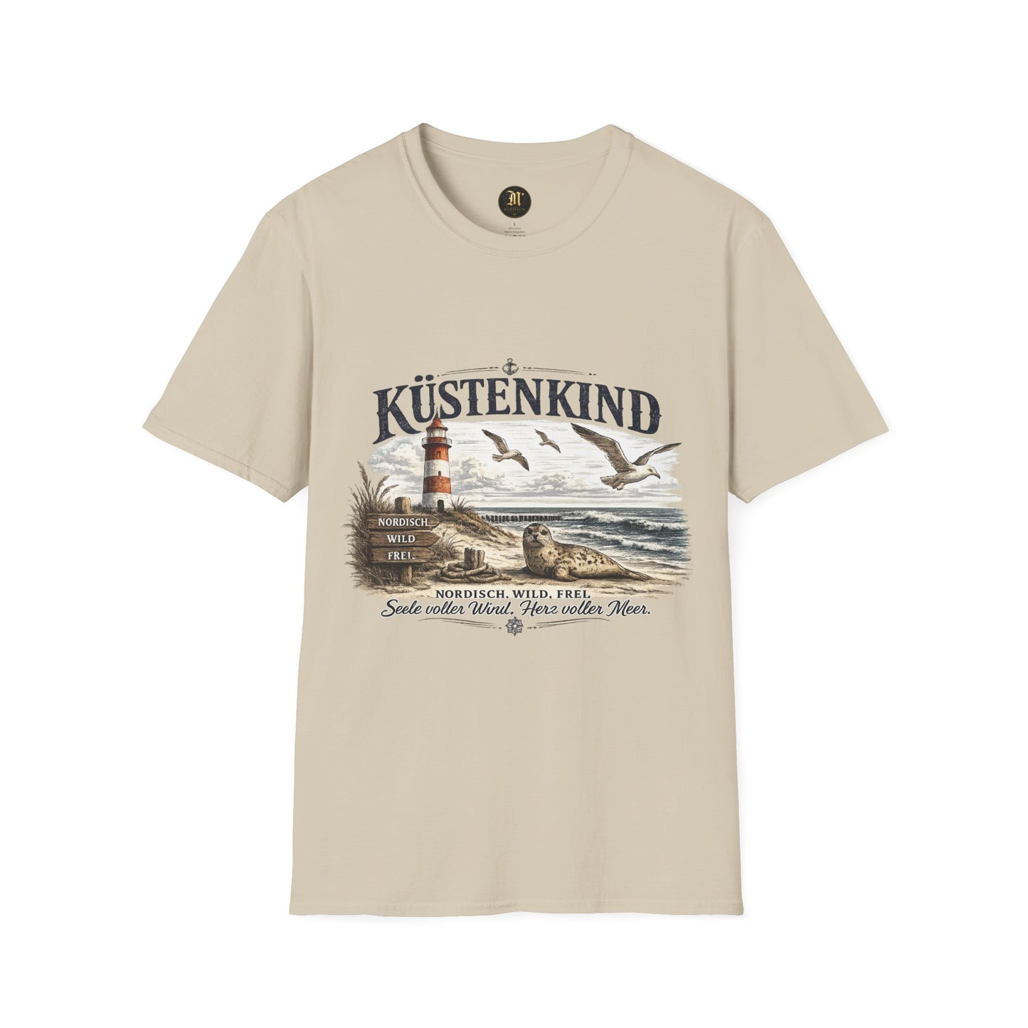 🌊 Küstenkind – Nordisch. Wild. Frei. | Vintage Nordsee T-Shirt mit Robbe & Leuchtturm