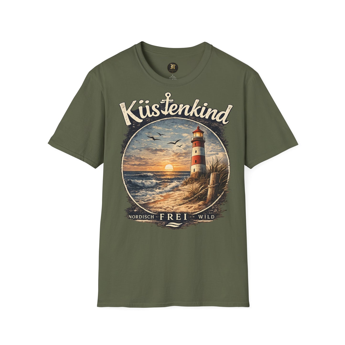 Küstenkind Shirt – Nordisch. Frei. Wild. – Vintage Leuchtturm T-Shirt für Nordsee & Ostsee Fans