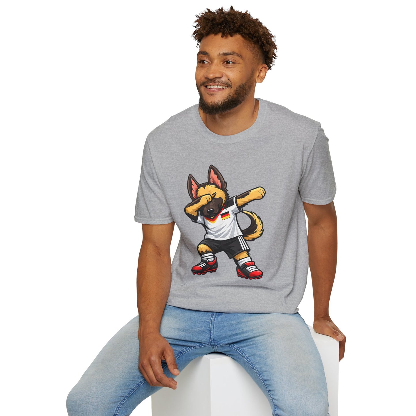 Deutschland Fußball Fan Hund T-Shirt – Front & Back Print Schäferhund Dabbing Fan-Shirt