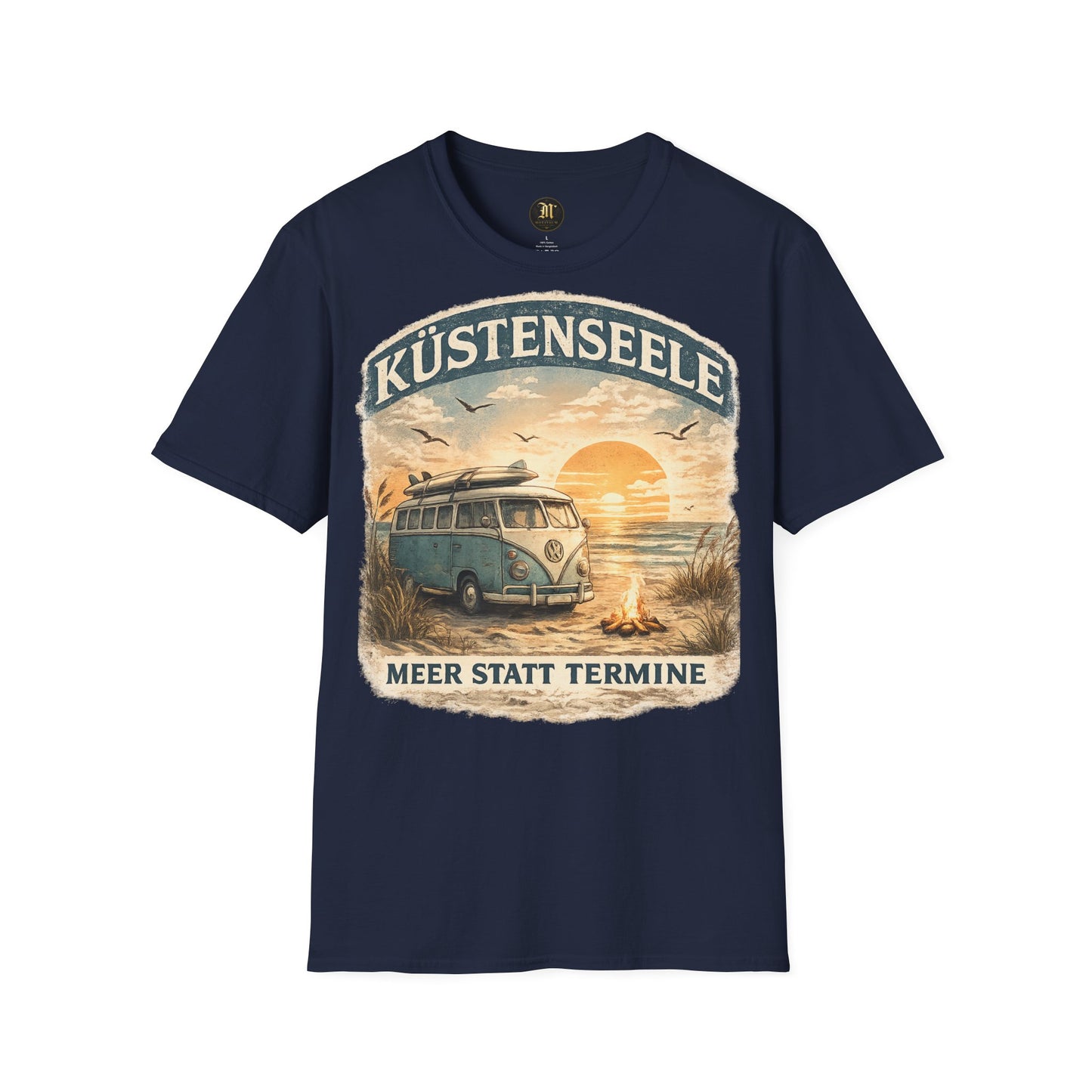 Küstenseele – Meer statt Termine | Vintage Camper Van Strand T-Shirt | Maritimes Unisex Shirt für Nordsee- & Ostsee-Fans