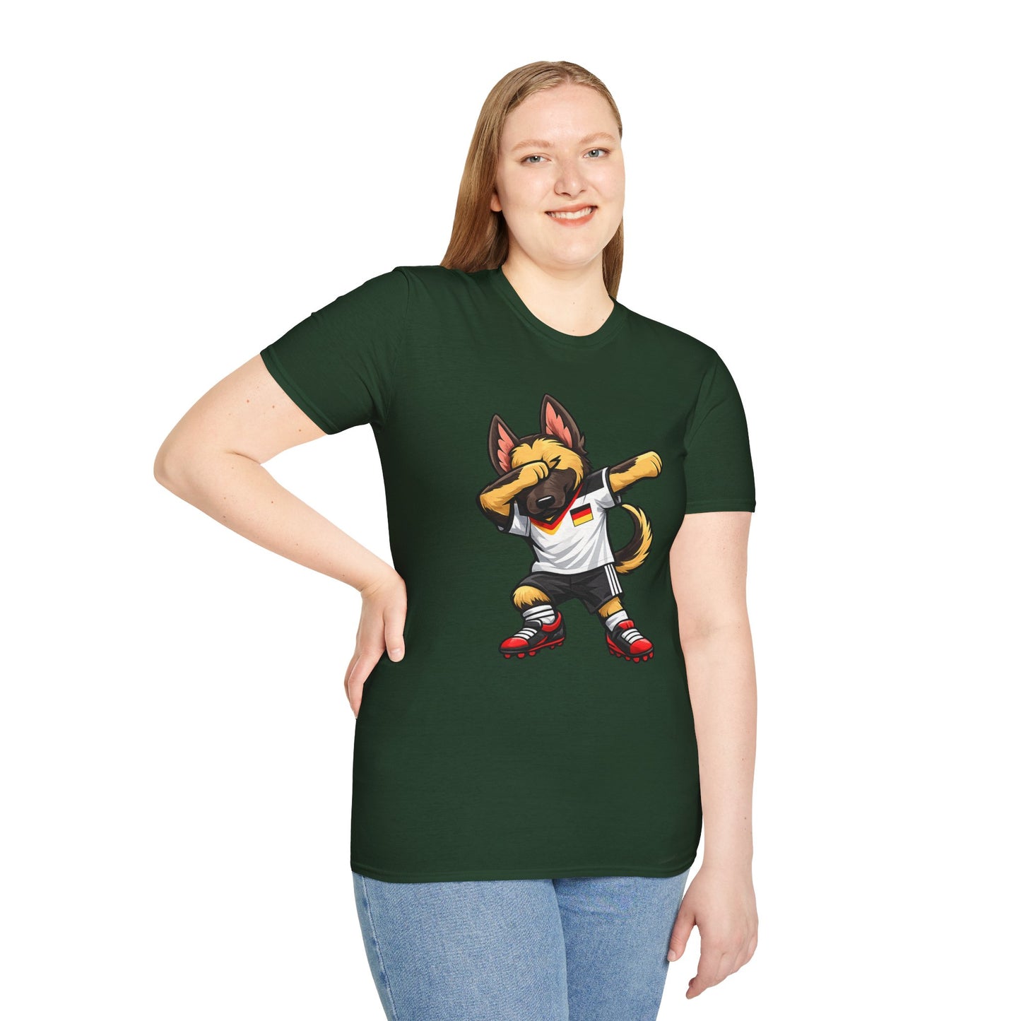 Deutschland Fußball Fan Hund T-Shirt – Front & Back Print Schäferhund Dabbing Fan-Shirt