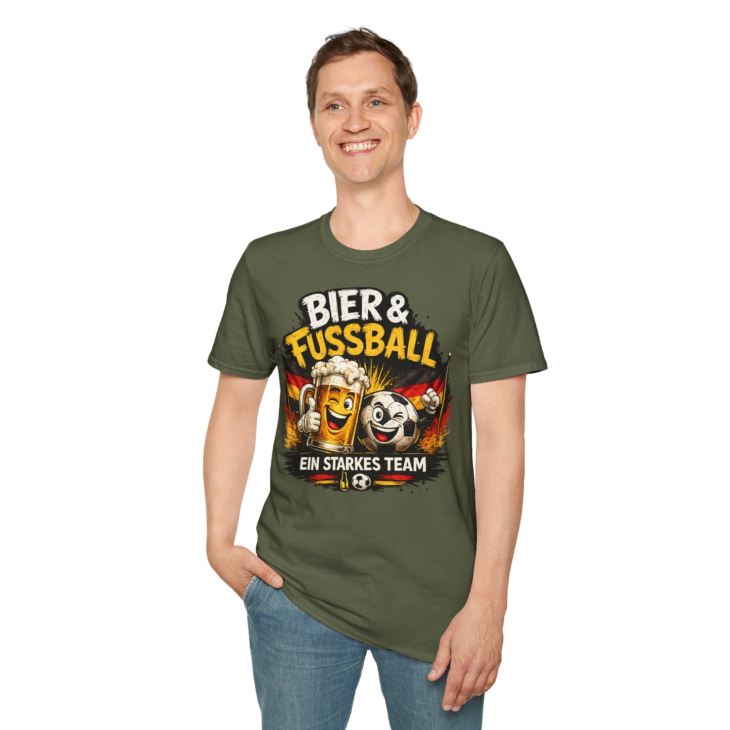 Bier & Fußball – Ein starkes Team | Deutschland Fan T-Shirt | Lustiges Fußball & Bier Design