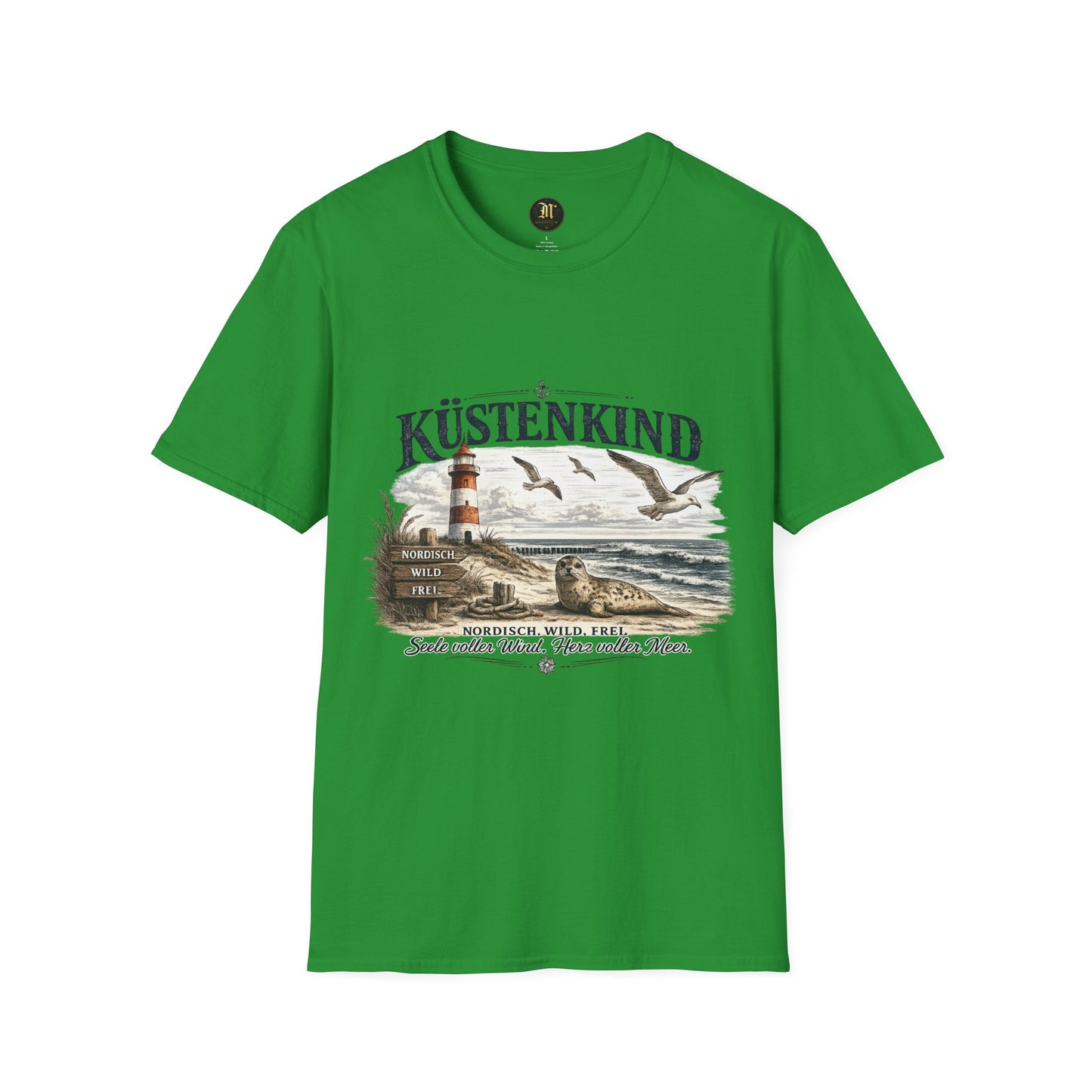 🌊 Küstenkind – Nordisch. Wild. Frei. | Vintage Nordsee T-Shirt mit Robbe & Leuchtturm