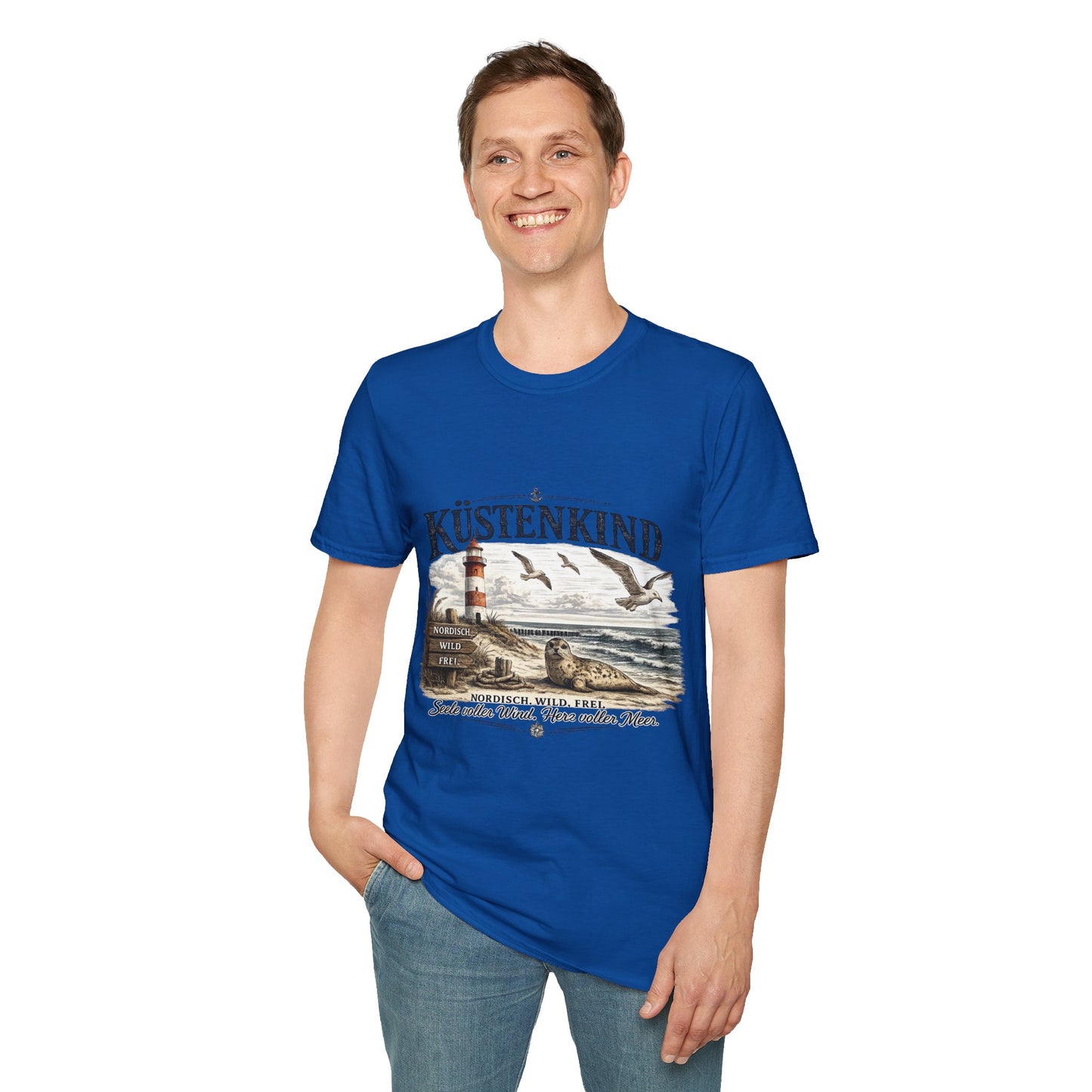 🌊 Küstenkind – Nordisch. Wild. Frei. | Vintage Nordsee T-Shirt mit Robbe & Leuchtturm