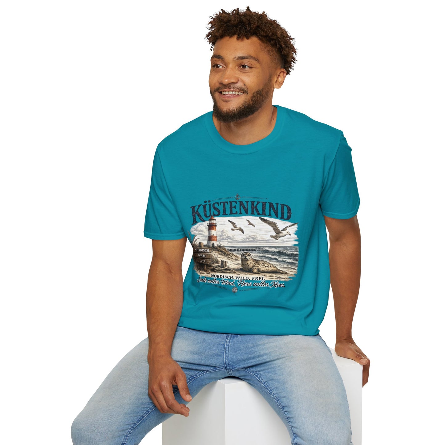 🌊 Küstenkind – Nordisch. Wild. Frei. | Vintage Nordsee T-Shirt mit Robbe & Leuchtturm