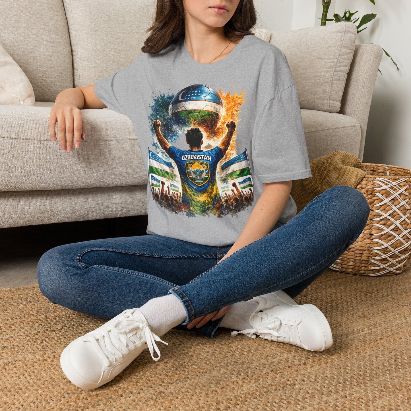 Usbekistan Fußball Fan T-Shirt – Usbekistan Flagge Supporter Design | Fußball Fanartikel | Geschenk für Fußballfans