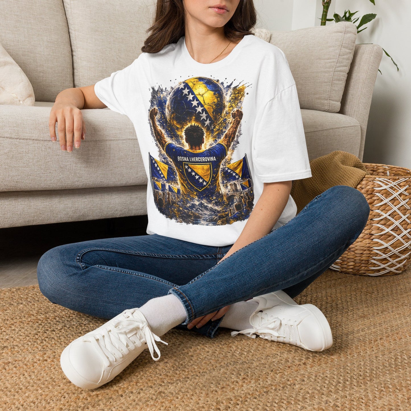 Bosnien & Herzegowina Fußball Fan T-Shirt – Bosnien Flagge Supporter Design | Fußball Fanartikel | Geschenk für Fußballfans