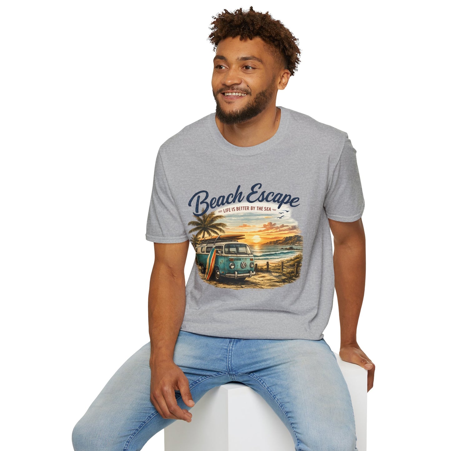 Beach Escape – Life Is Better By The Sea T-Shirt | Vintage Surf Van Beach Shirt | Summer Roadtrip Tee