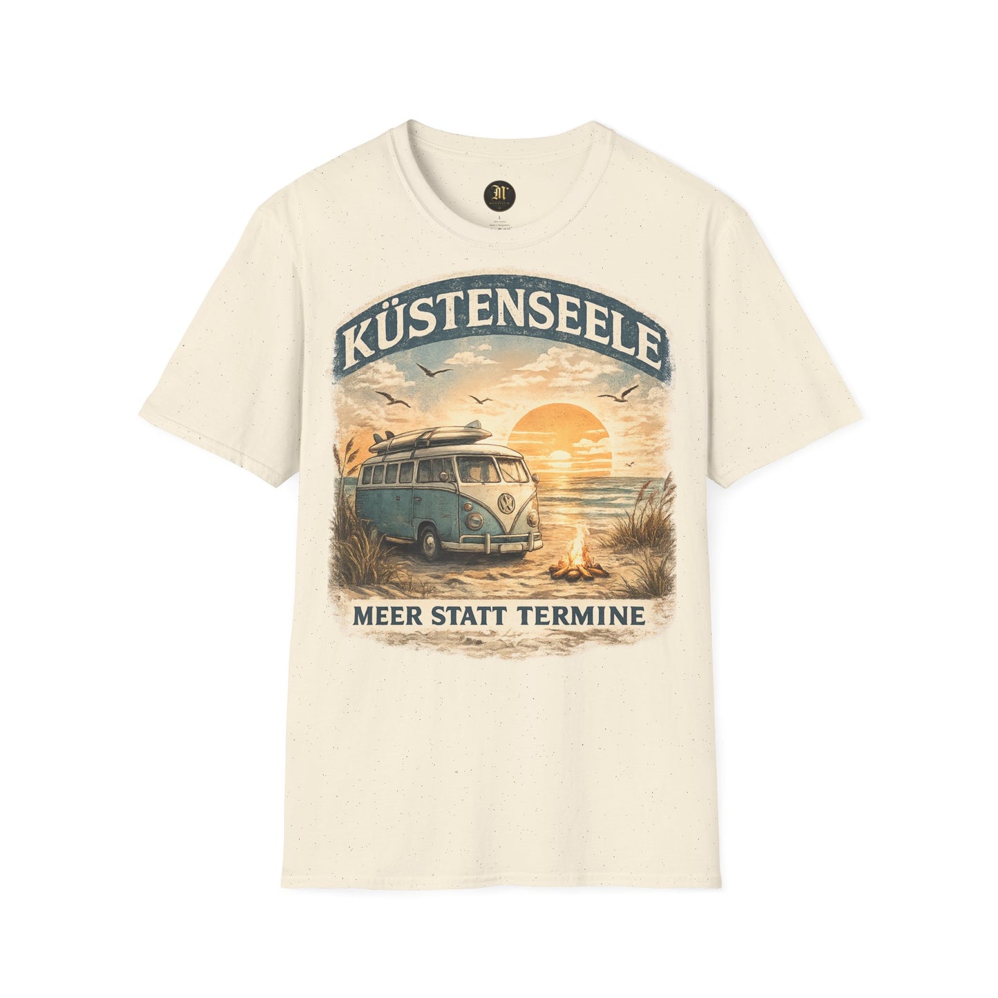 Küstenseele – Meer statt Termine | Vintage Camper Van Strand T-Shirt | Maritimes Unisex Shirt für Nordsee- & Ostsee-Fans