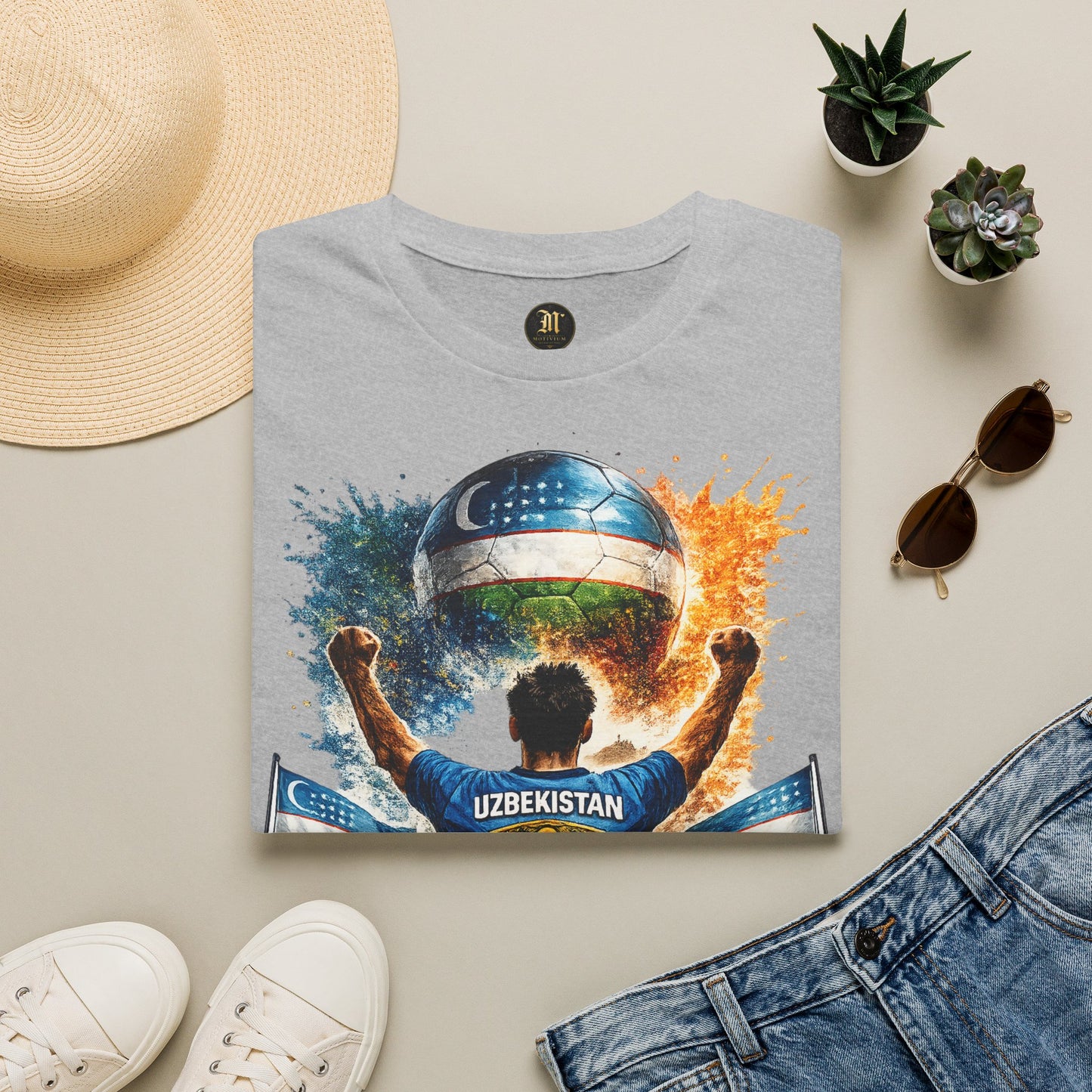 Usbekistan Fußball Fan T-Shirt – Usbekistan Flagge Supporter Design | Fußball Fanartikel | Geschenk für Fußballfans