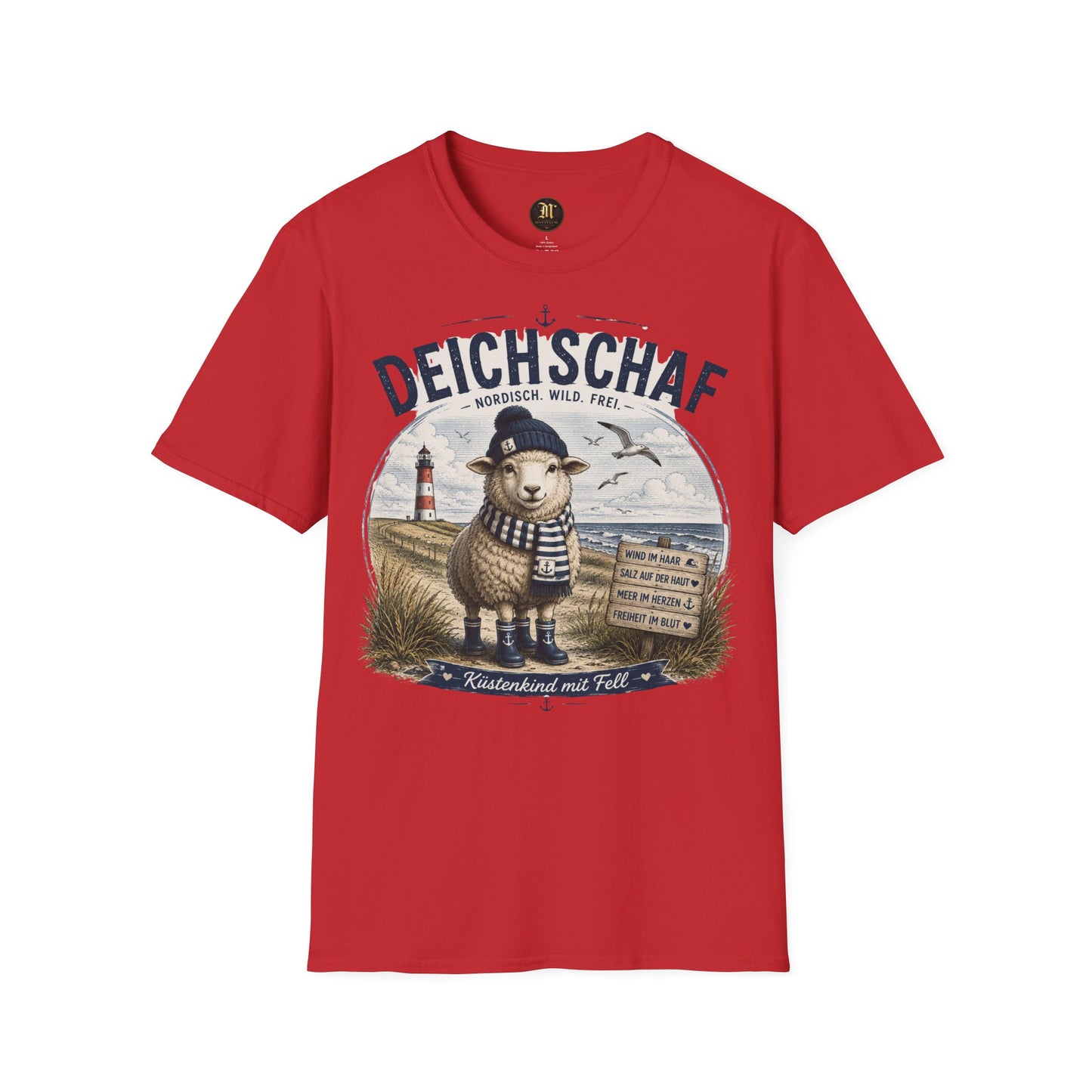 Deichschaf T-Shirt – Nordisch. Wild. Frei. | Maritimes Schaf für Nordsee- & Ostseefans