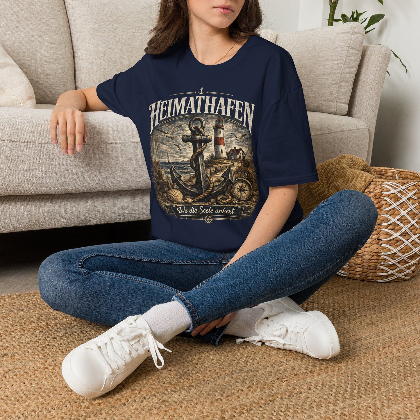 Heimathafen T-Shirt – Vintage Küsten Design | Wo die Seele ankert | Maritimes Nordsee Shirt