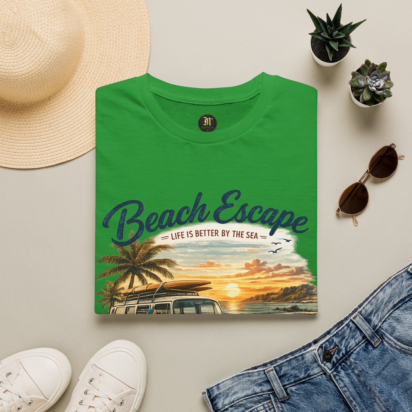 Beach Escape – Life Is Better By The Sea T-Shirt | Vintage Surf Van Beach Shirt | Summer Roadtrip Tee