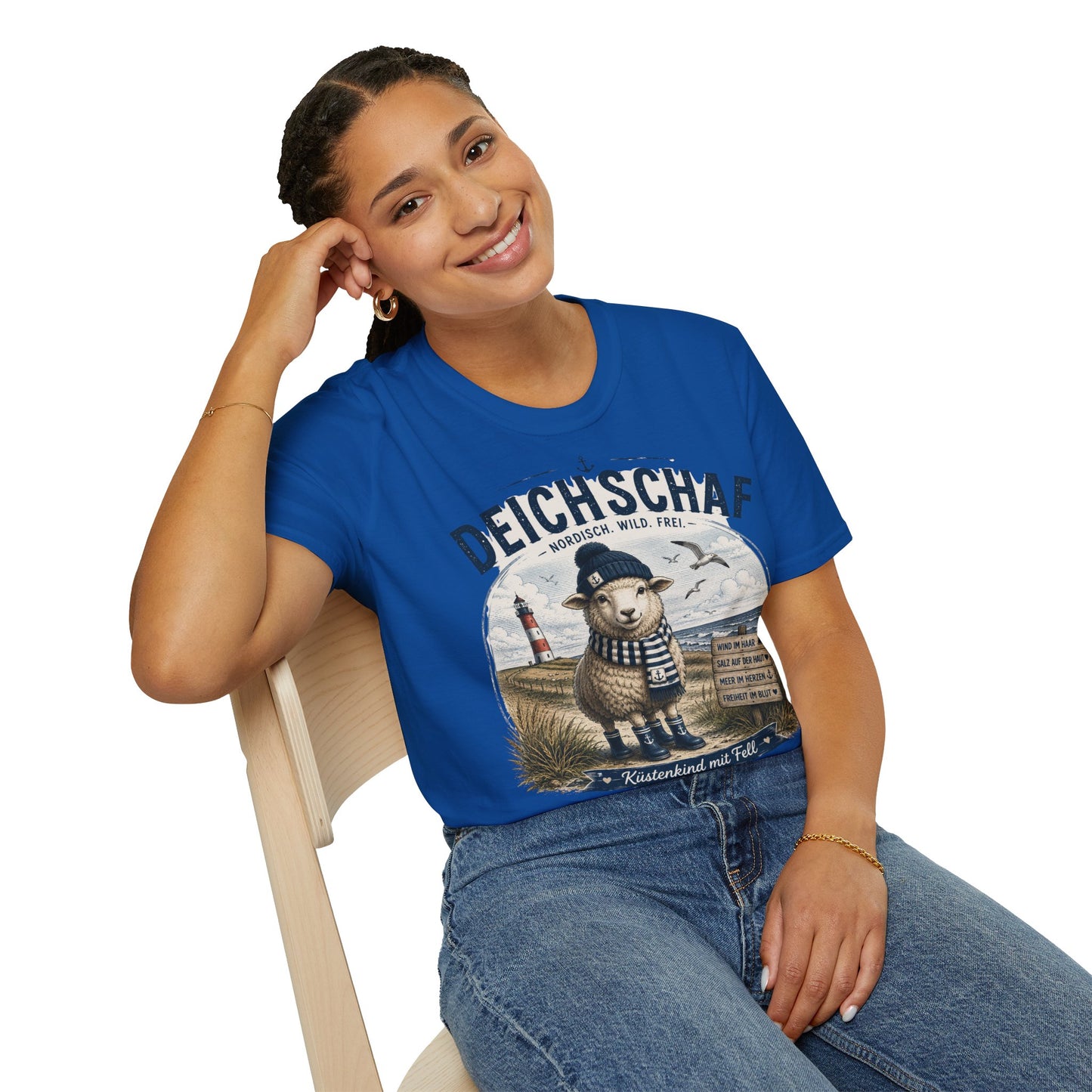 Deichschaf T-Shirt – Nordisch. Wild. Frei. | Maritimes Schaf für Nordsee- & Ostseefans