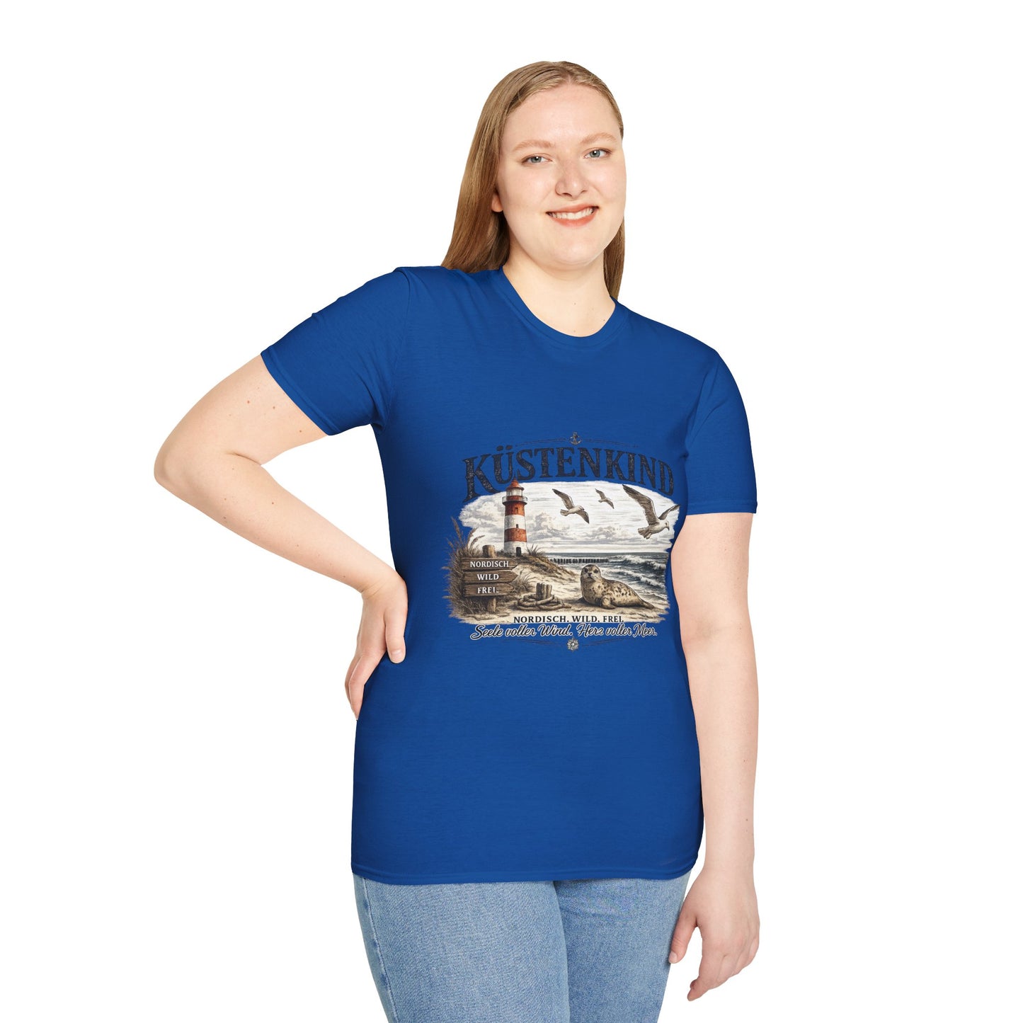🌊 Küstenkind – Nordisch. Wild. Frei. | Vintage Nordsee T-Shirt mit Robbe & Leuchtturm