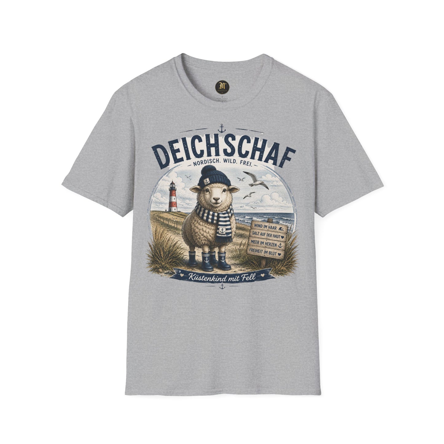 Deichschaf T-Shirt – Nordisch. Wild. Frei. | Maritimes Schaf für Nordsee- & Ostseefans
