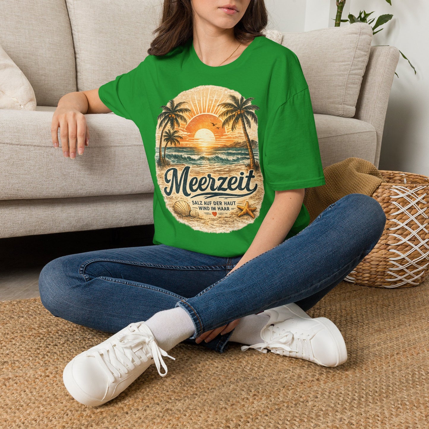 Meerzeit T-Shirt – Salz auf der Haut, Wind im Haar | Vintage Strand Shirt | Sommer Urlaub Meer Geschenk