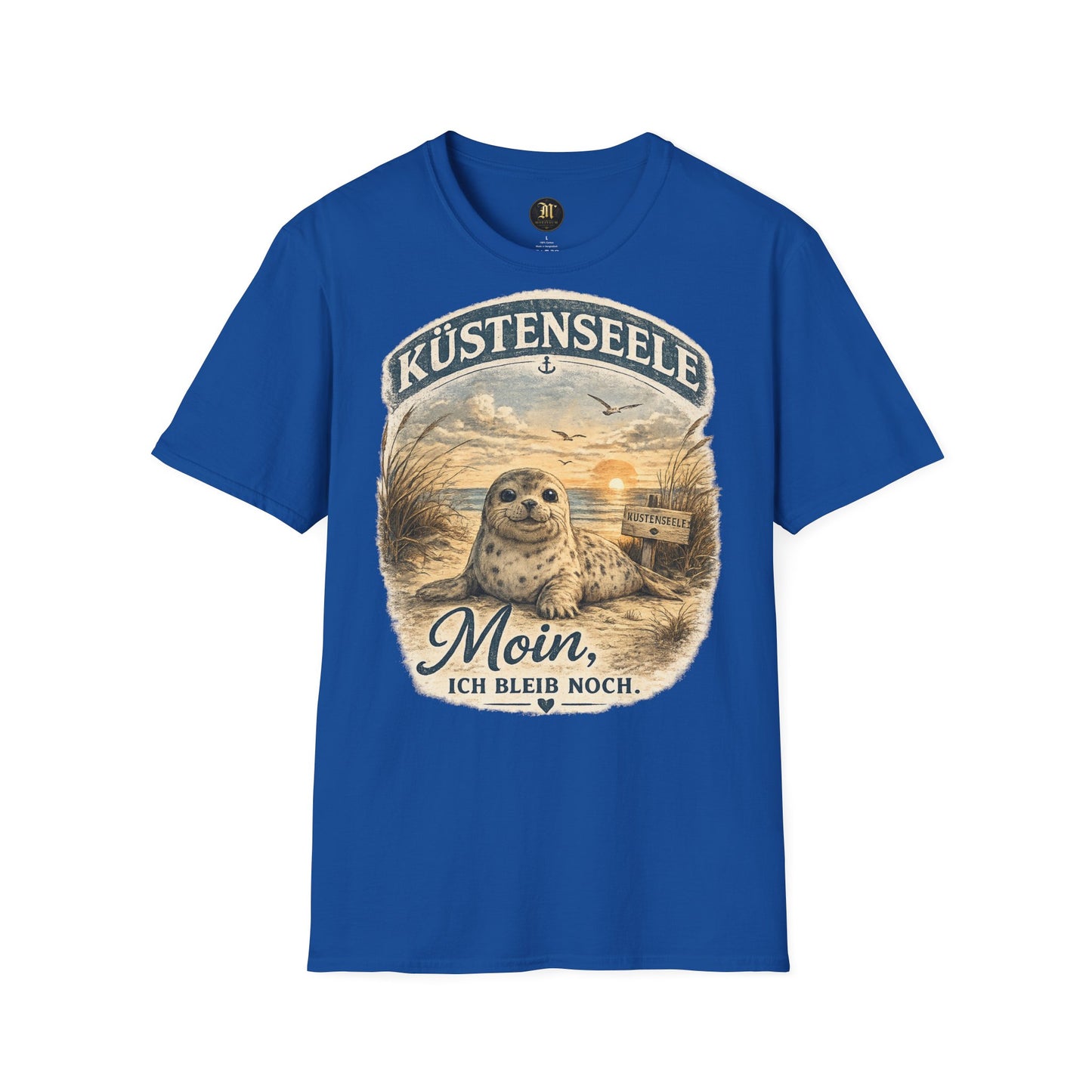 Küstenseele Moin, ich bleib noch – Robben T-Shirt | Maritimes Vintage Shirt | Nordsee & Ostsee Unisex T-Shirt für Meerliebhaber