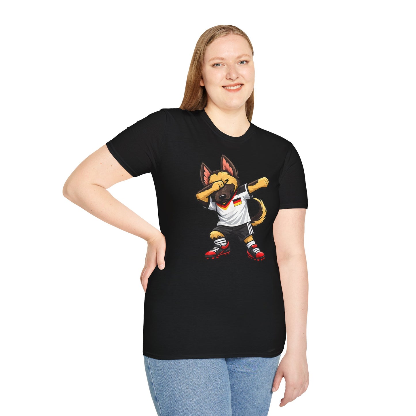 Deutschland Fußball Fan Hund T-Shirt – Dabbing Schäferhund im Deutschland Trikot
