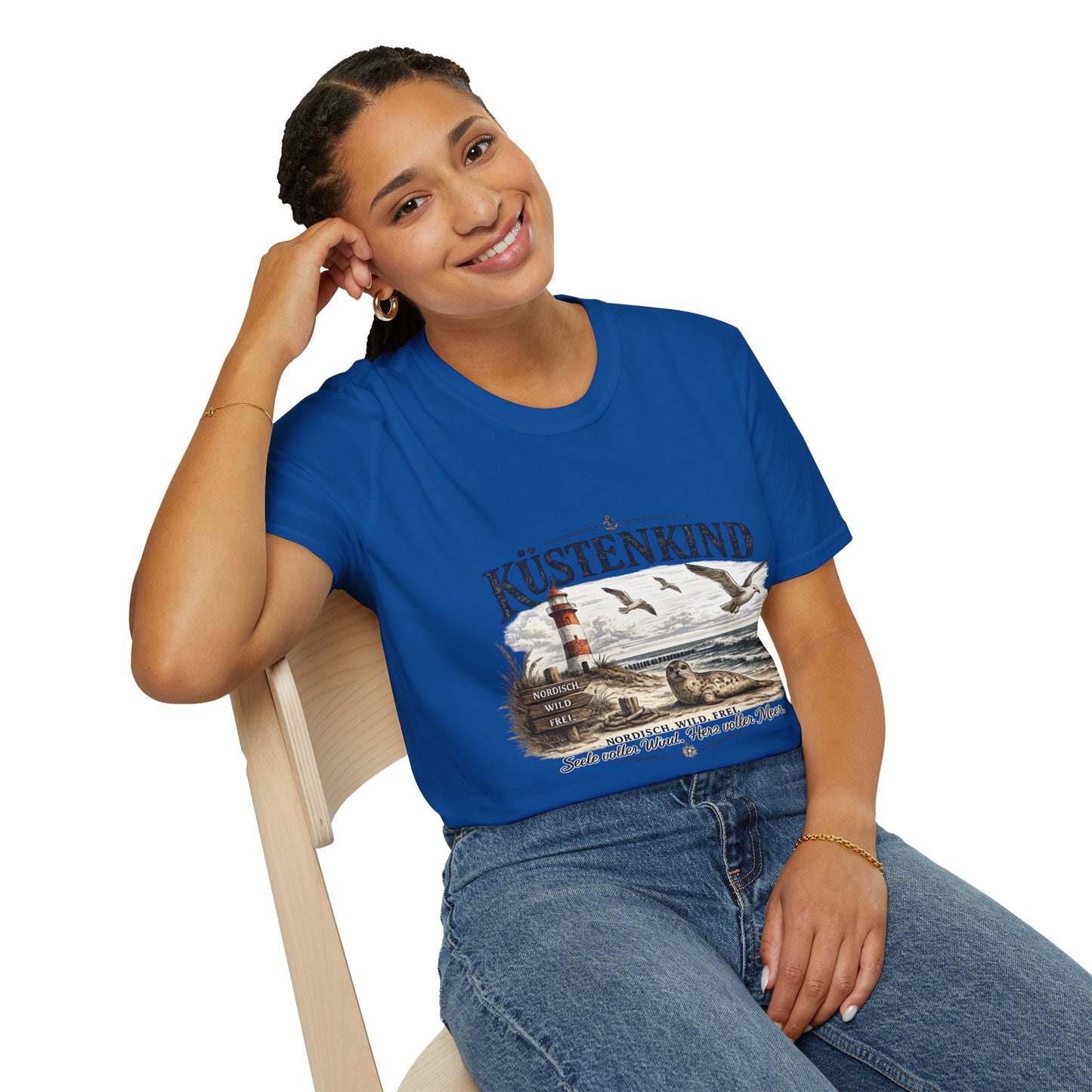 🌊 Küstenkind – Nordisch. Wild. Frei. | Vintage Nordsee T-Shirt mit Robbe & Leuchtturm